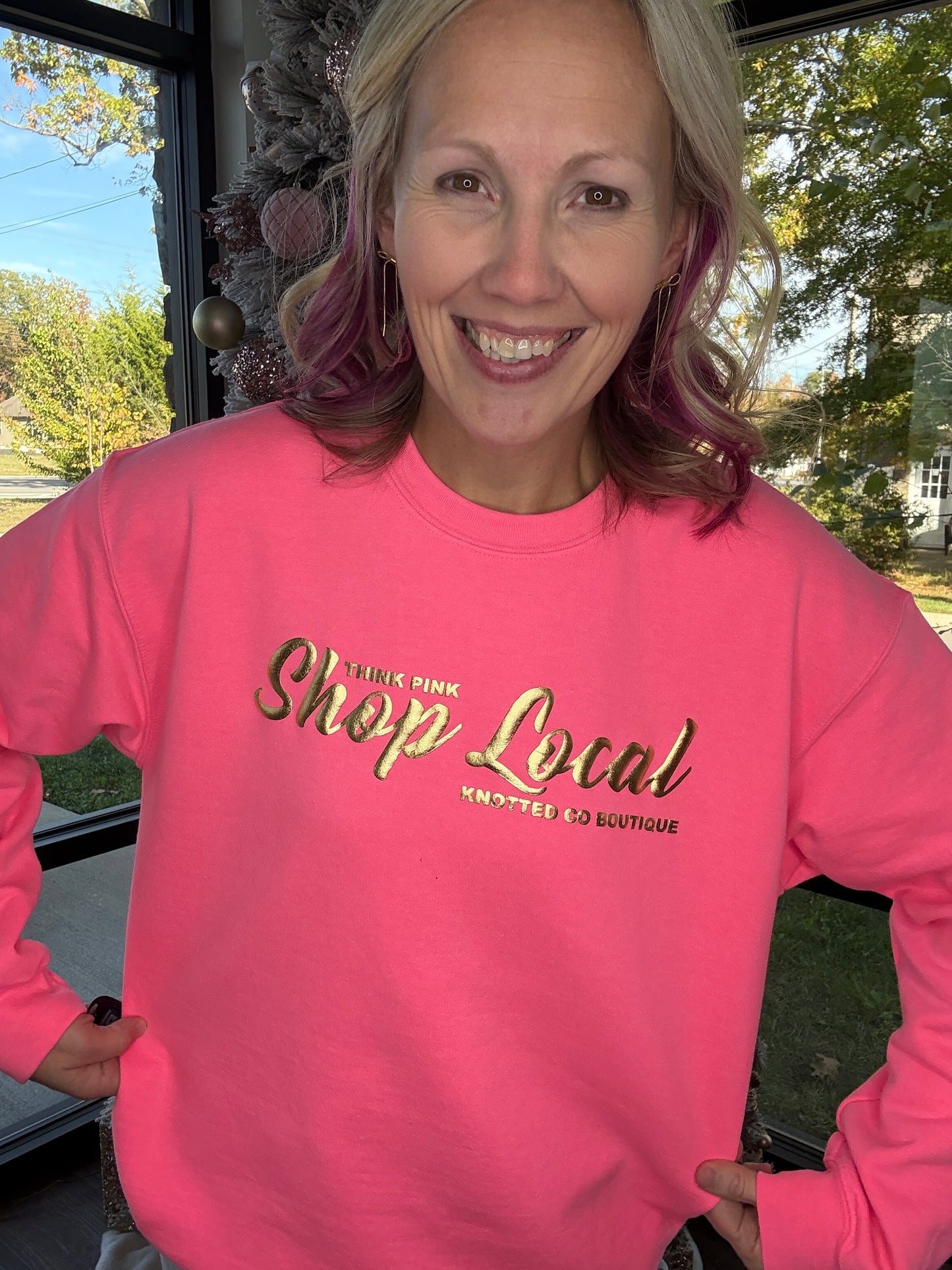 Think Pink, Shop Local Sweatshirt