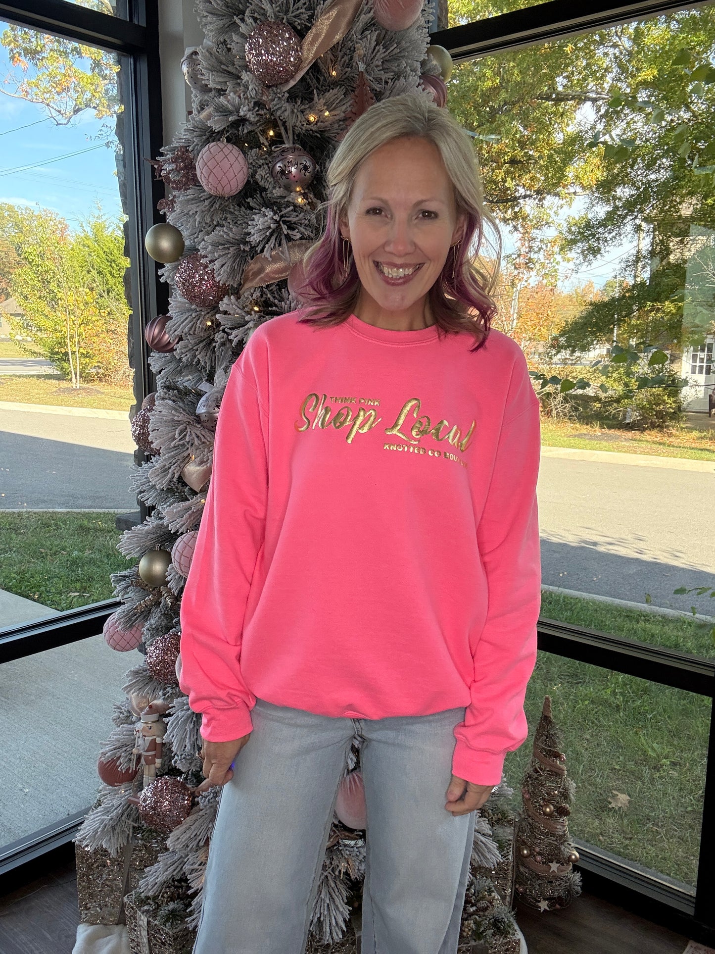 Think Pink, Shop Local Sweatshirt