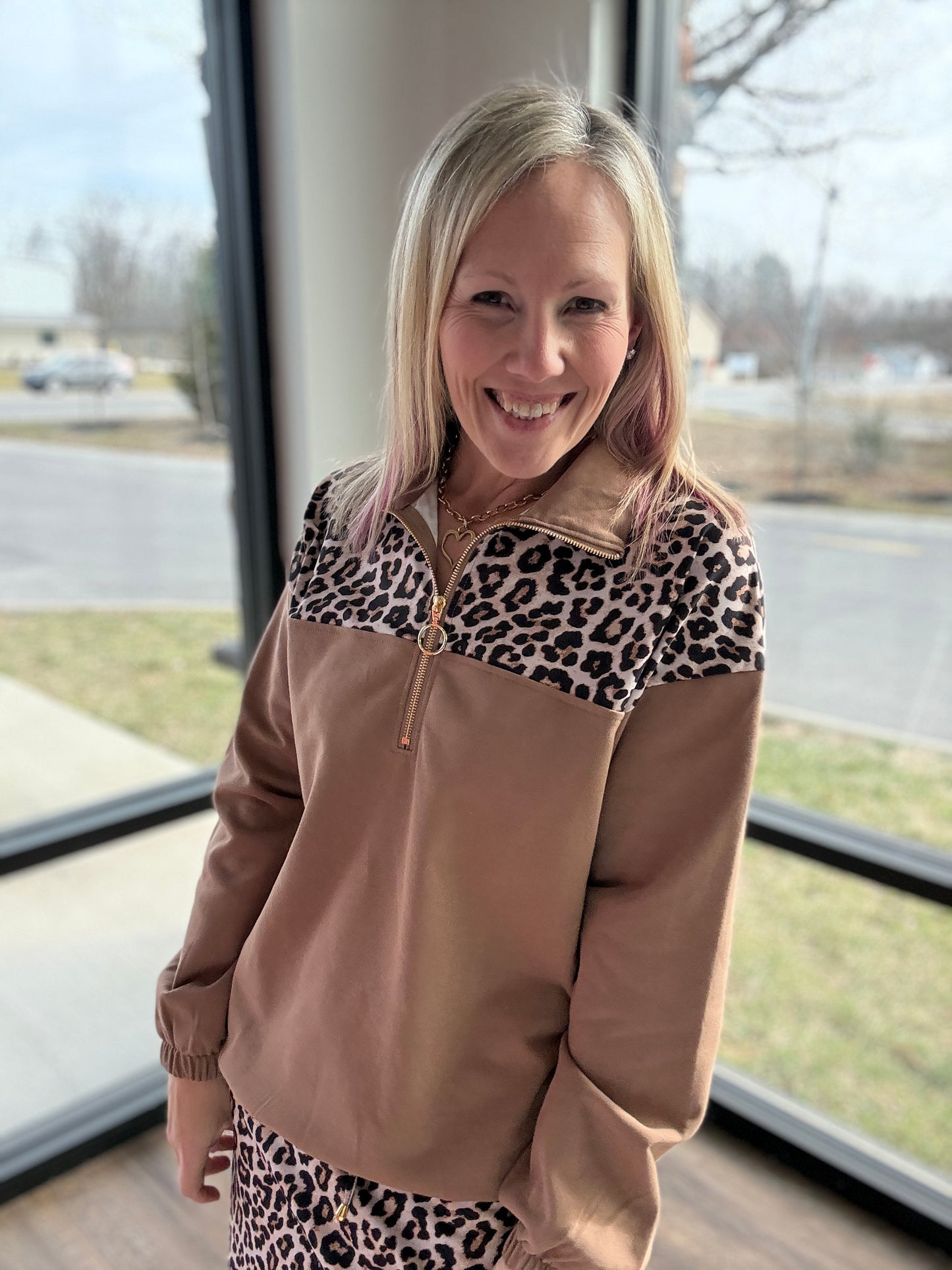 Mia Printed Pullover- Safari Chic