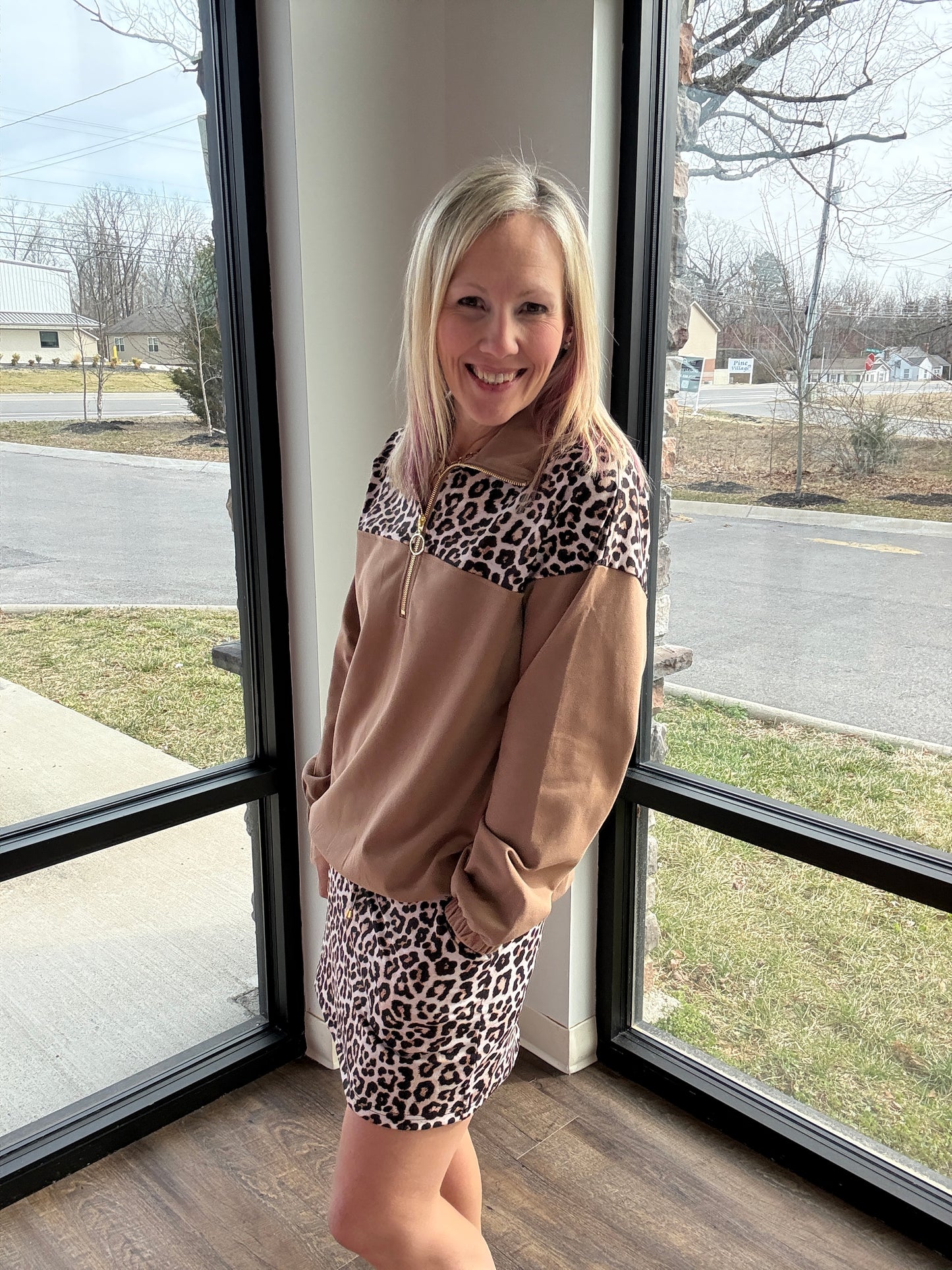 Mia Printed Pullover- Safari Chic