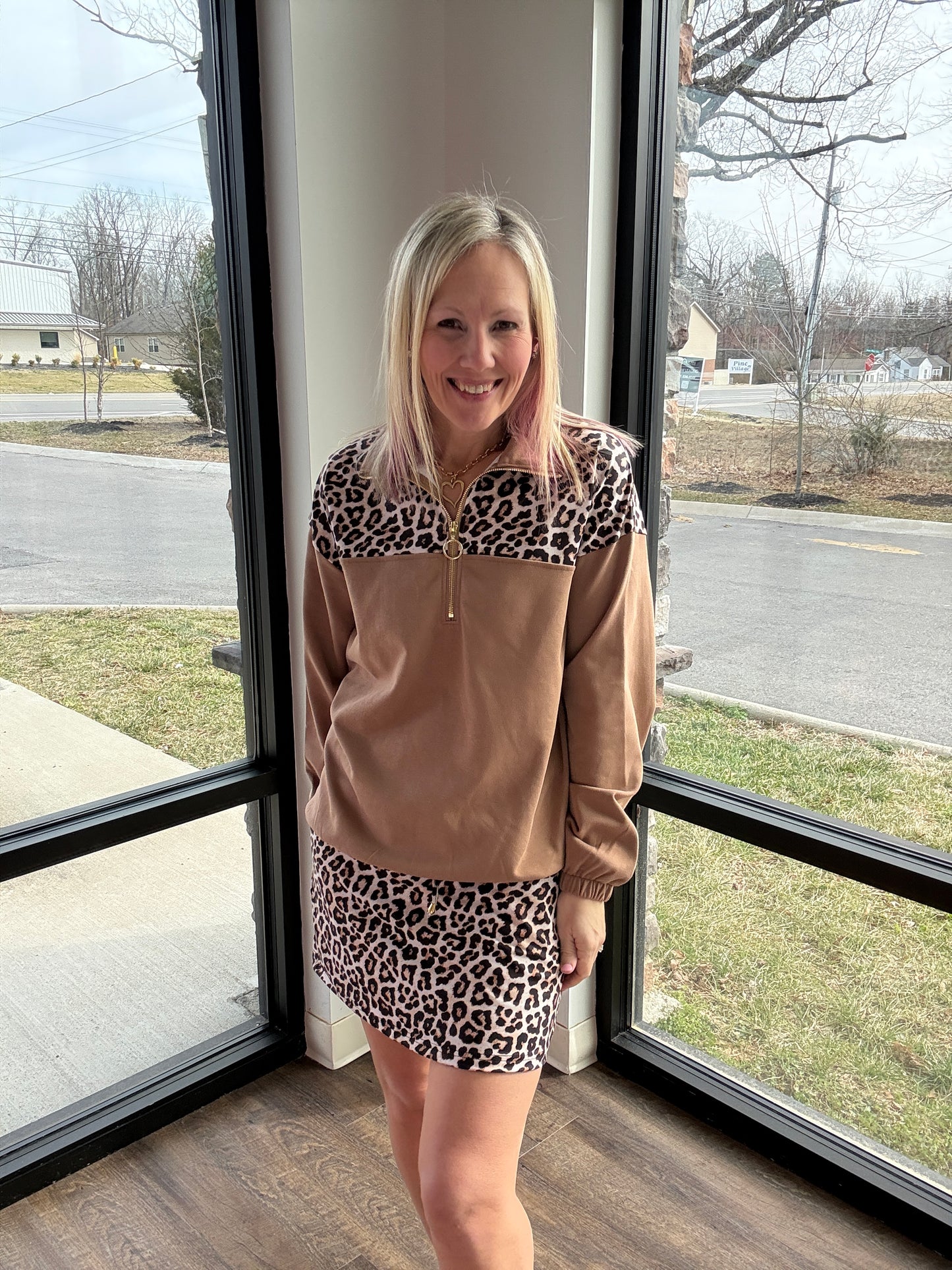 Mia Printed Pullover- Safari Chic