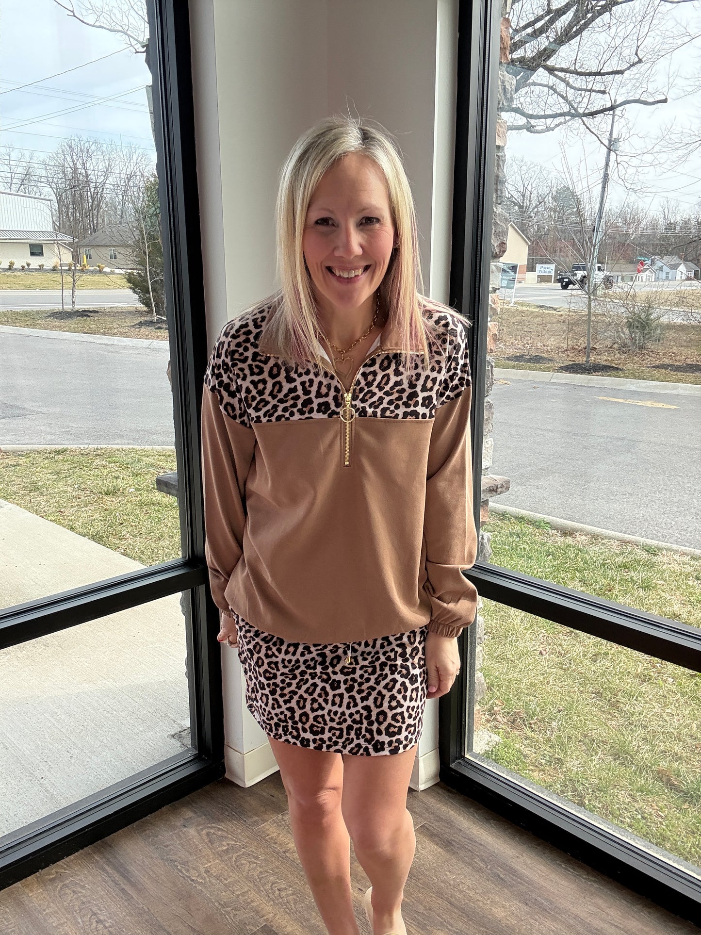 Mia Printed Pullover- Safari Chic