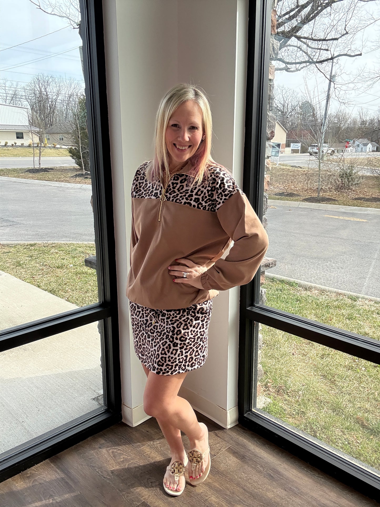 Mia Printed Pullover- Safari Chic