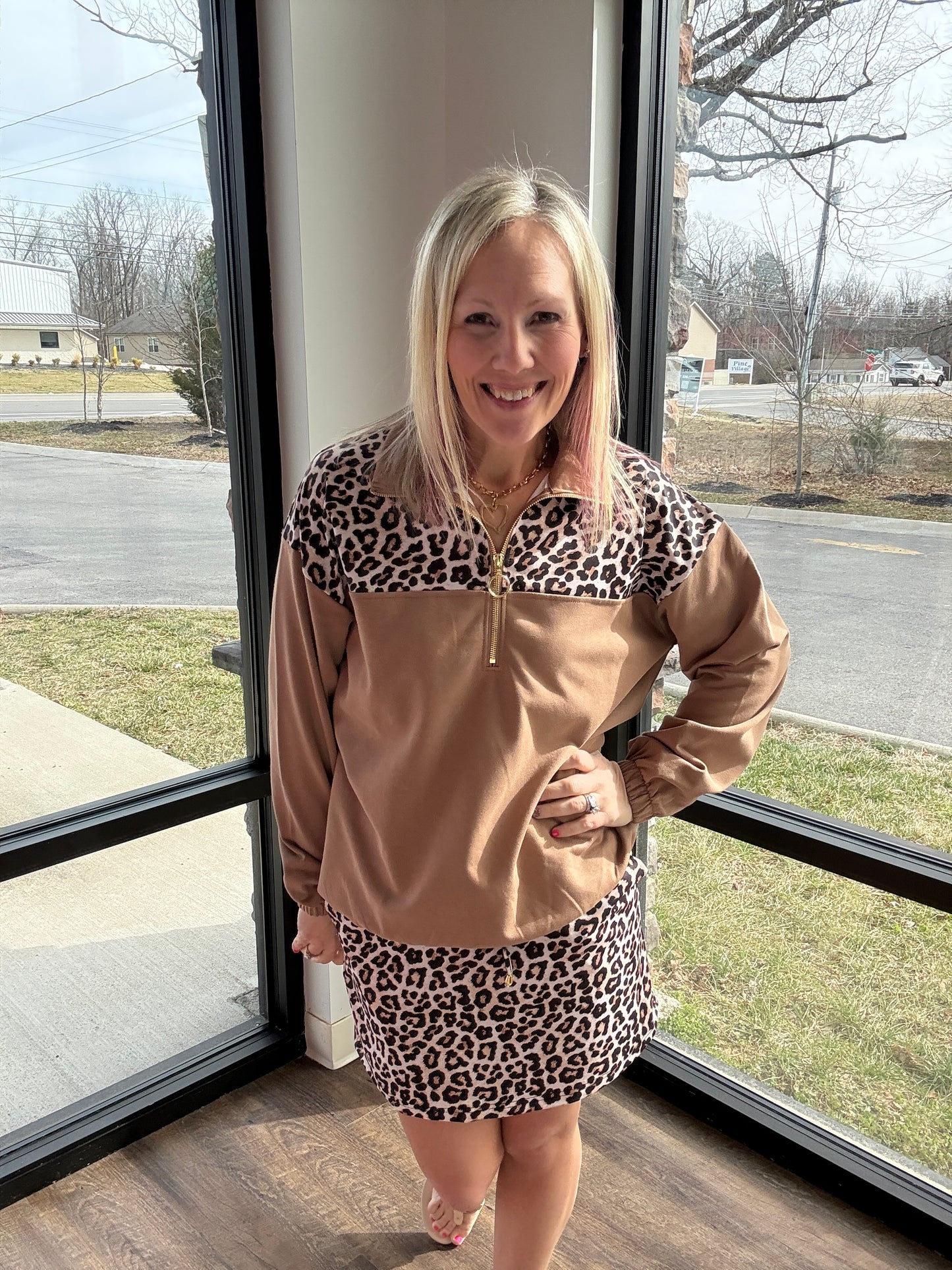 Mia Printed Pullover- Safari Chic