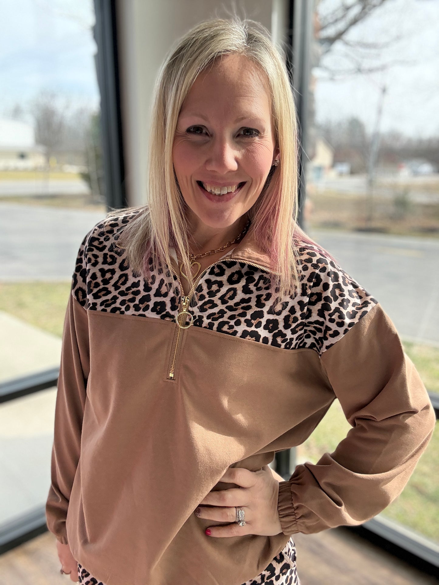 Mia Printed Pullover- Safari Chic