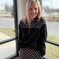 Mia Pullover- Black Polka Dot