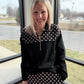 Mia Pullover- Black Polka Dot