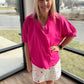 Sutton Button Up Top- Pink