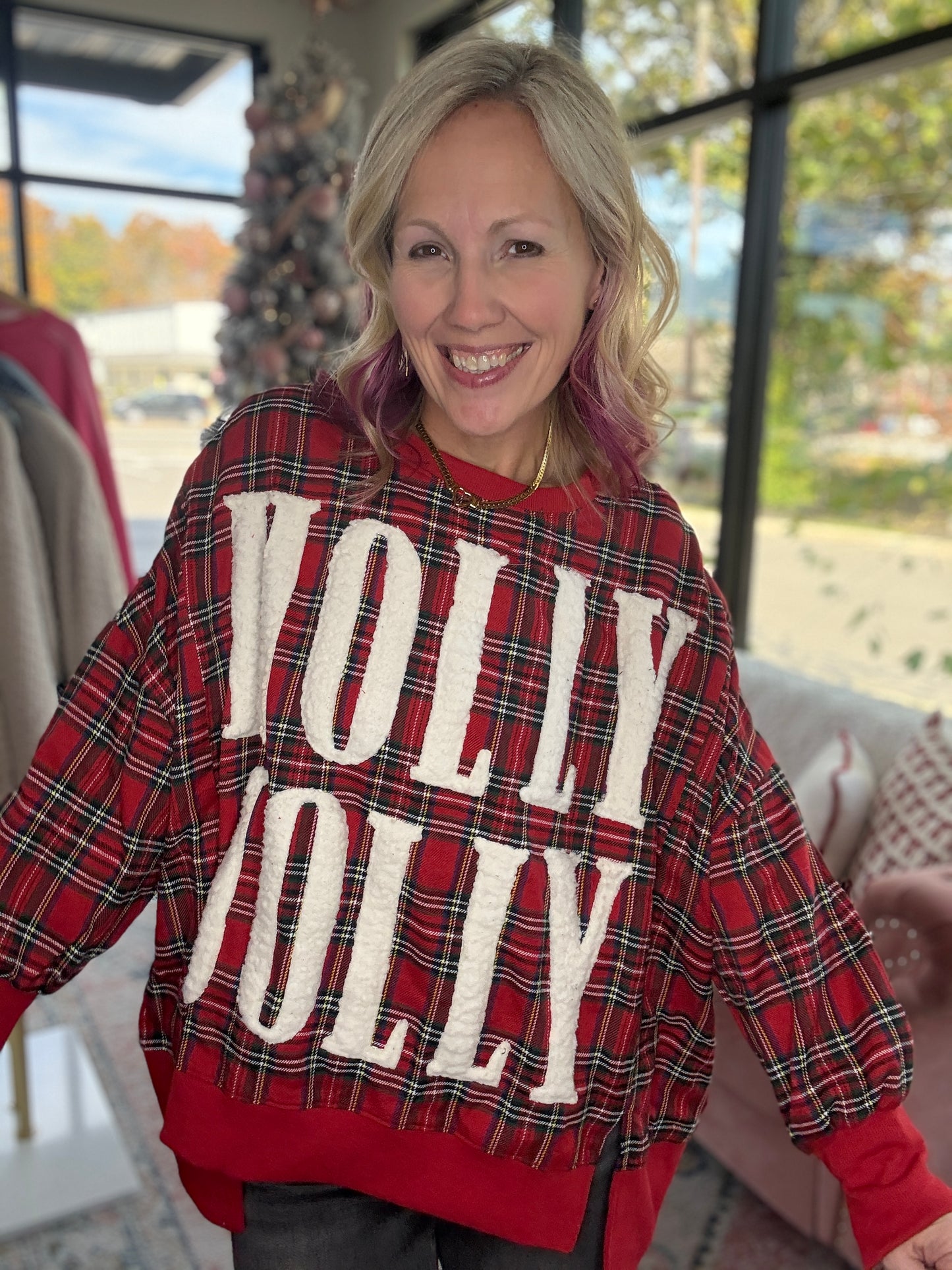 Holly Jolly Cozy Sweatshirt- Red