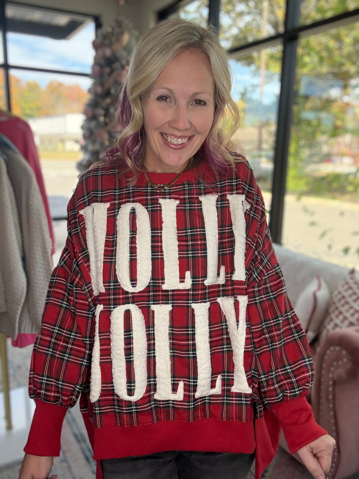 Holly Jolly Cozy Sweatshirt- Red