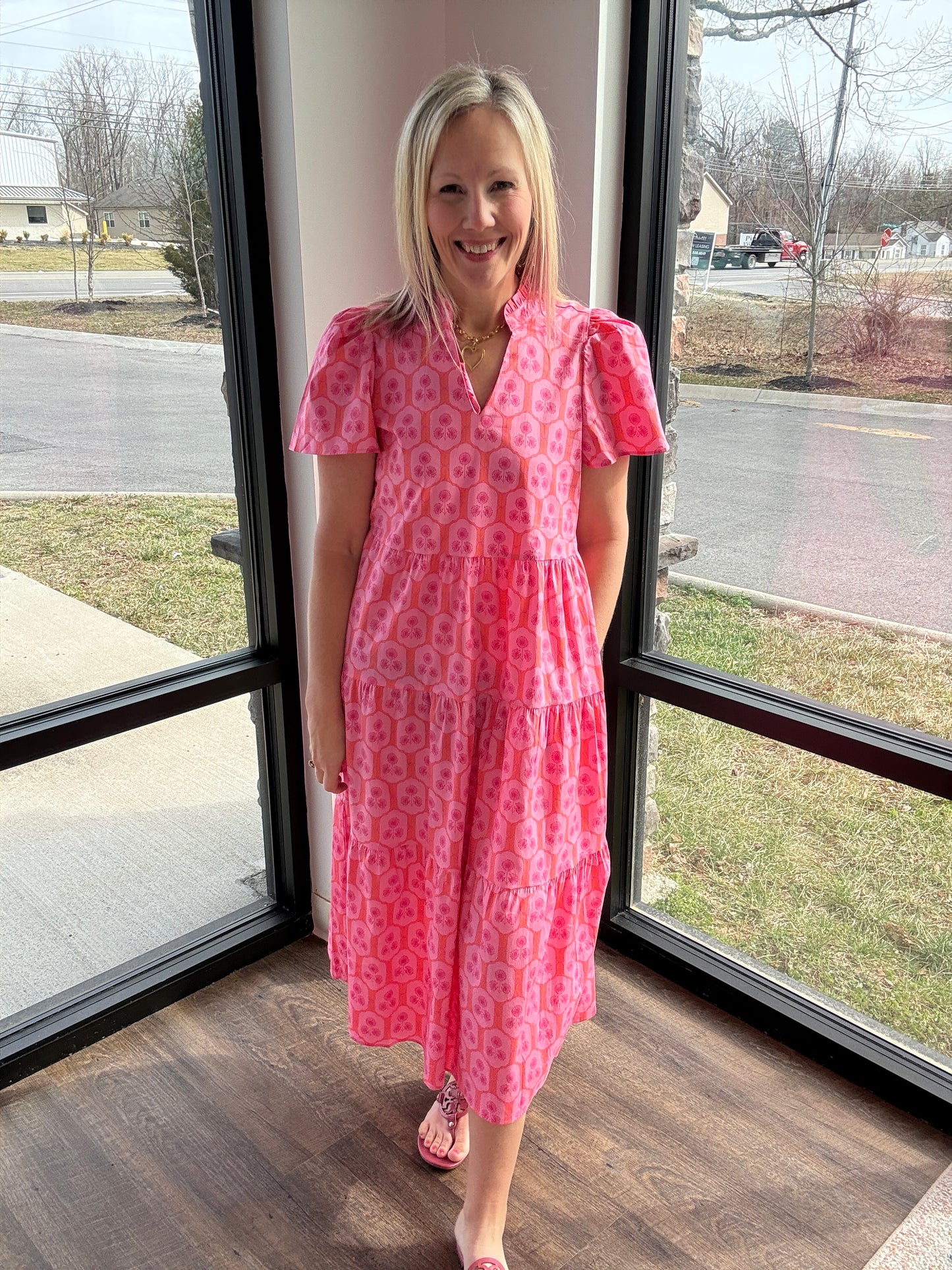 Rosette Charm Midi Dress