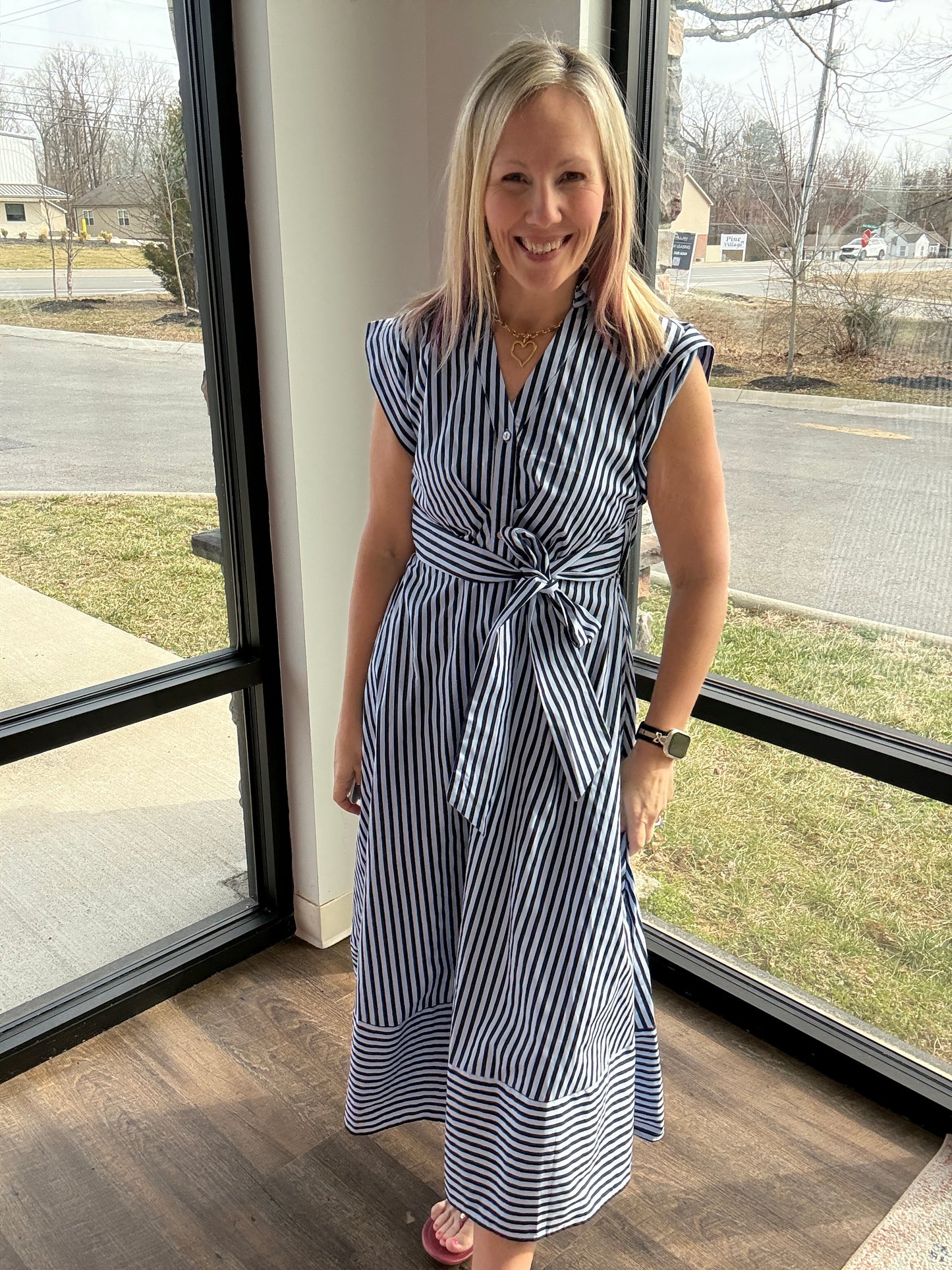 Fresh Lines Maxi Dress- Navy
