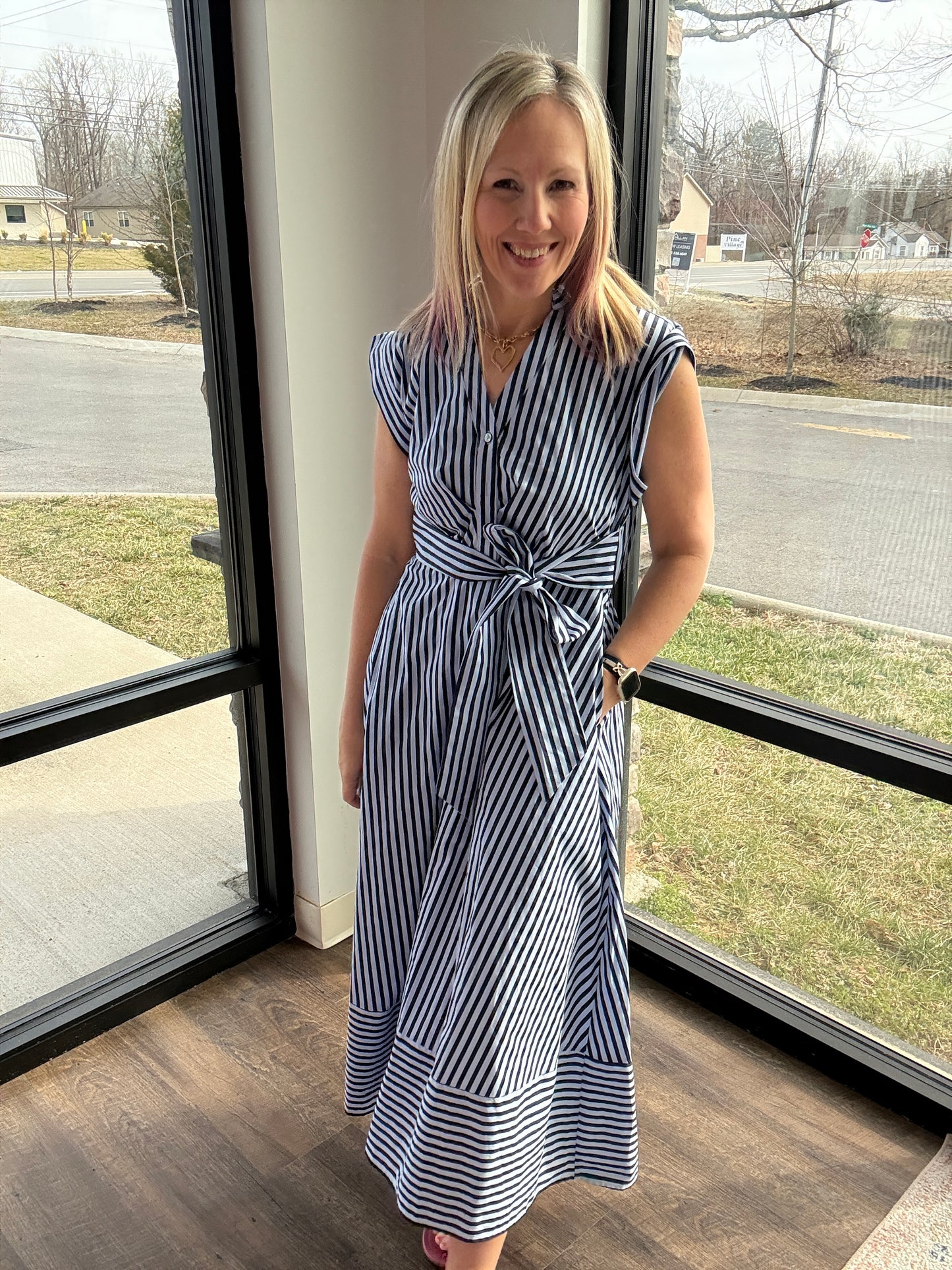 Fresh Lines Maxi Dress- Navy