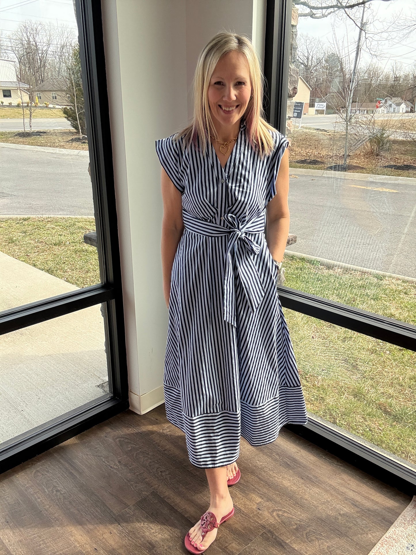 Fresh Lines Maxi Dress- Navy