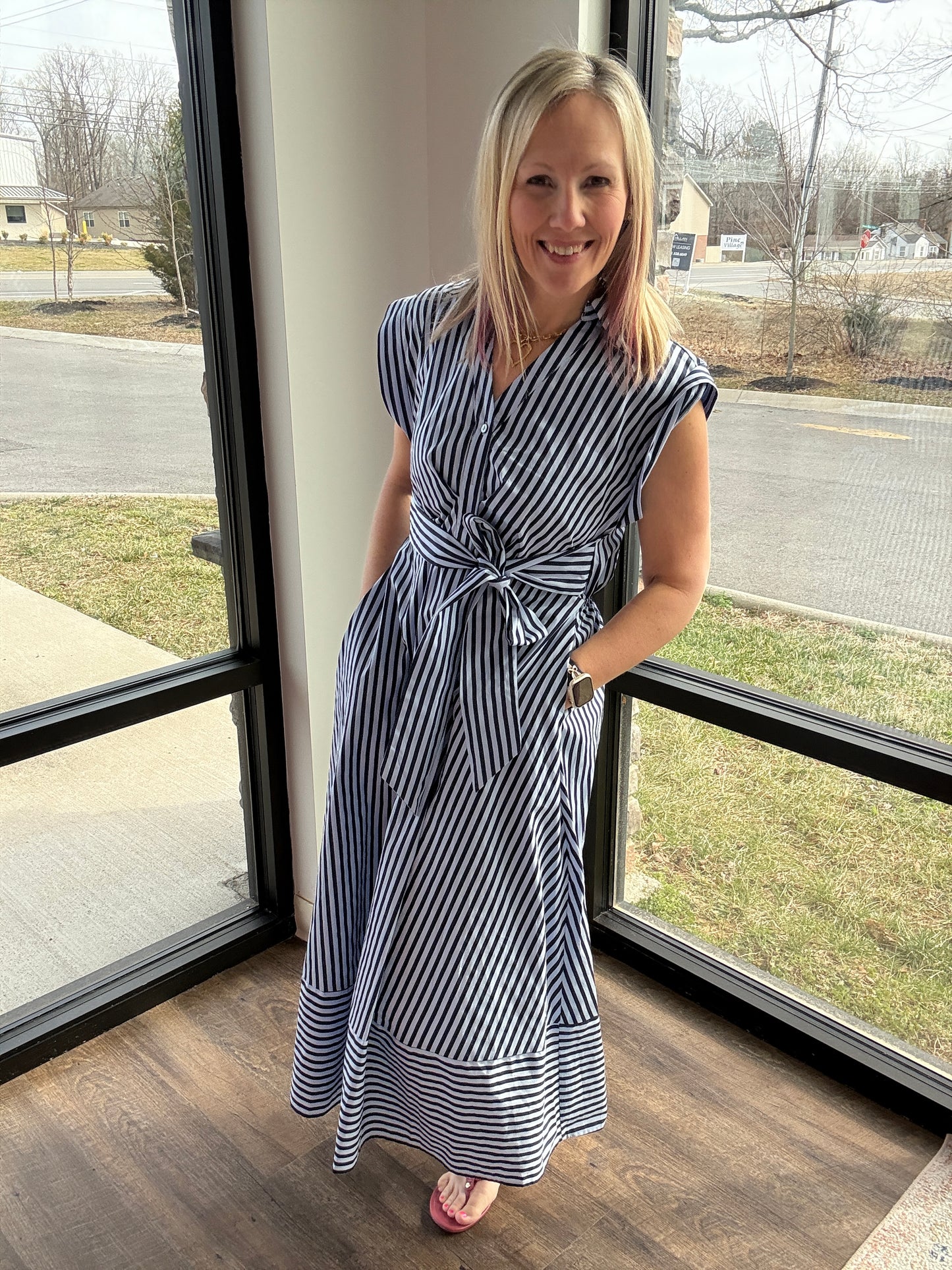 Fresh Lines Maxi Dress- Navy