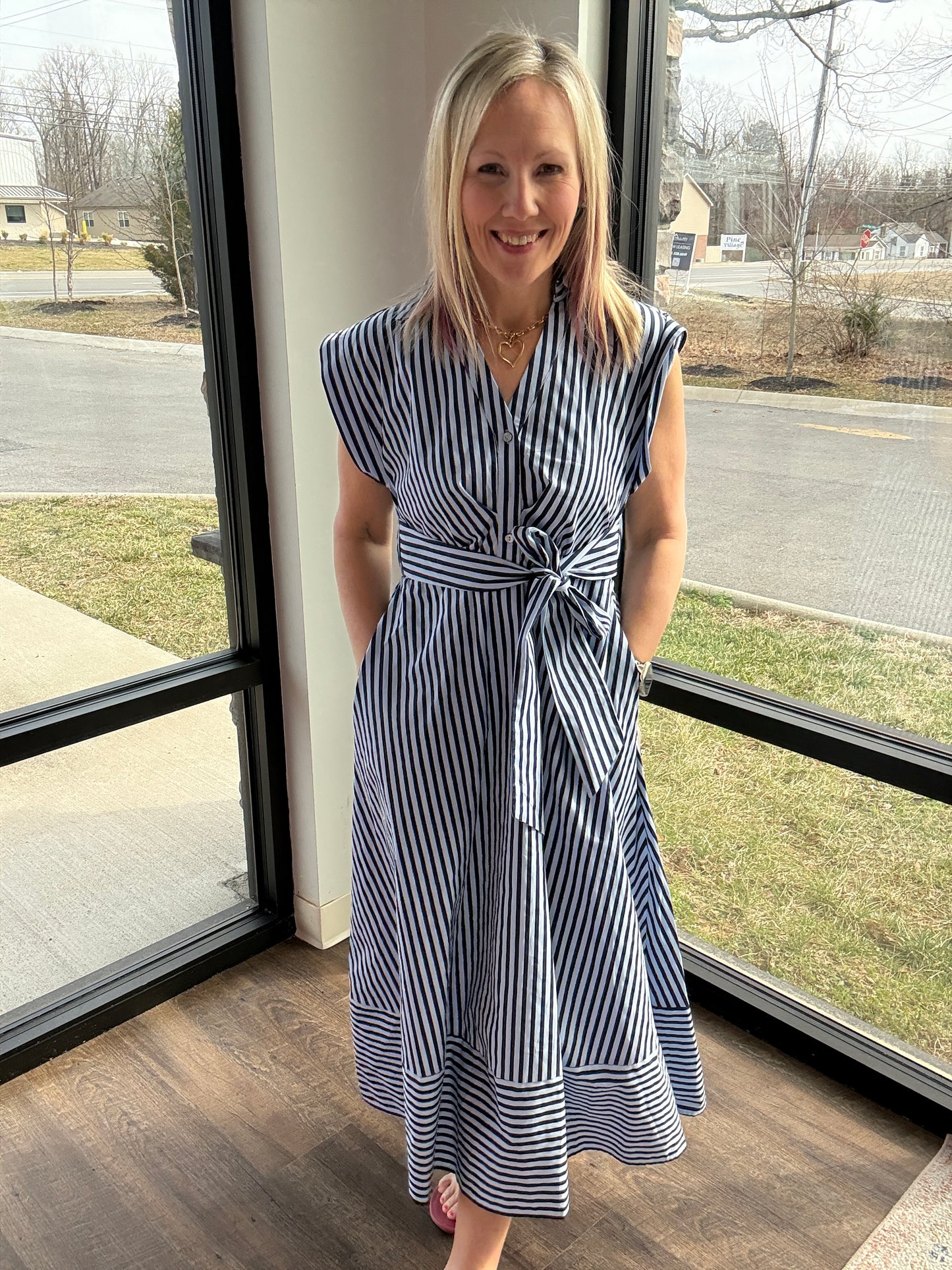 Fresh Lines Maxi Dress- Navy