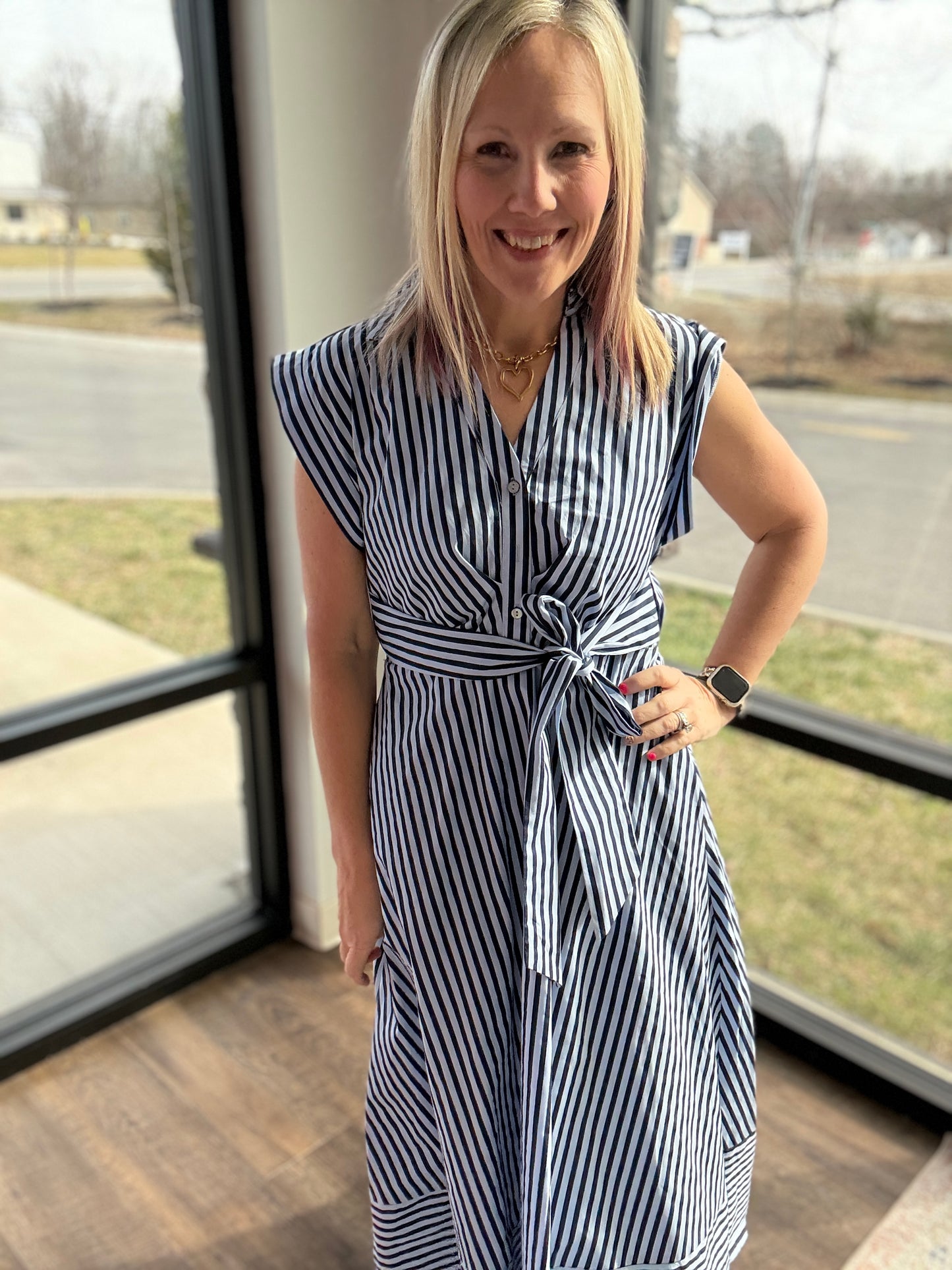 Fresh Lines Maxi Dress- Navy