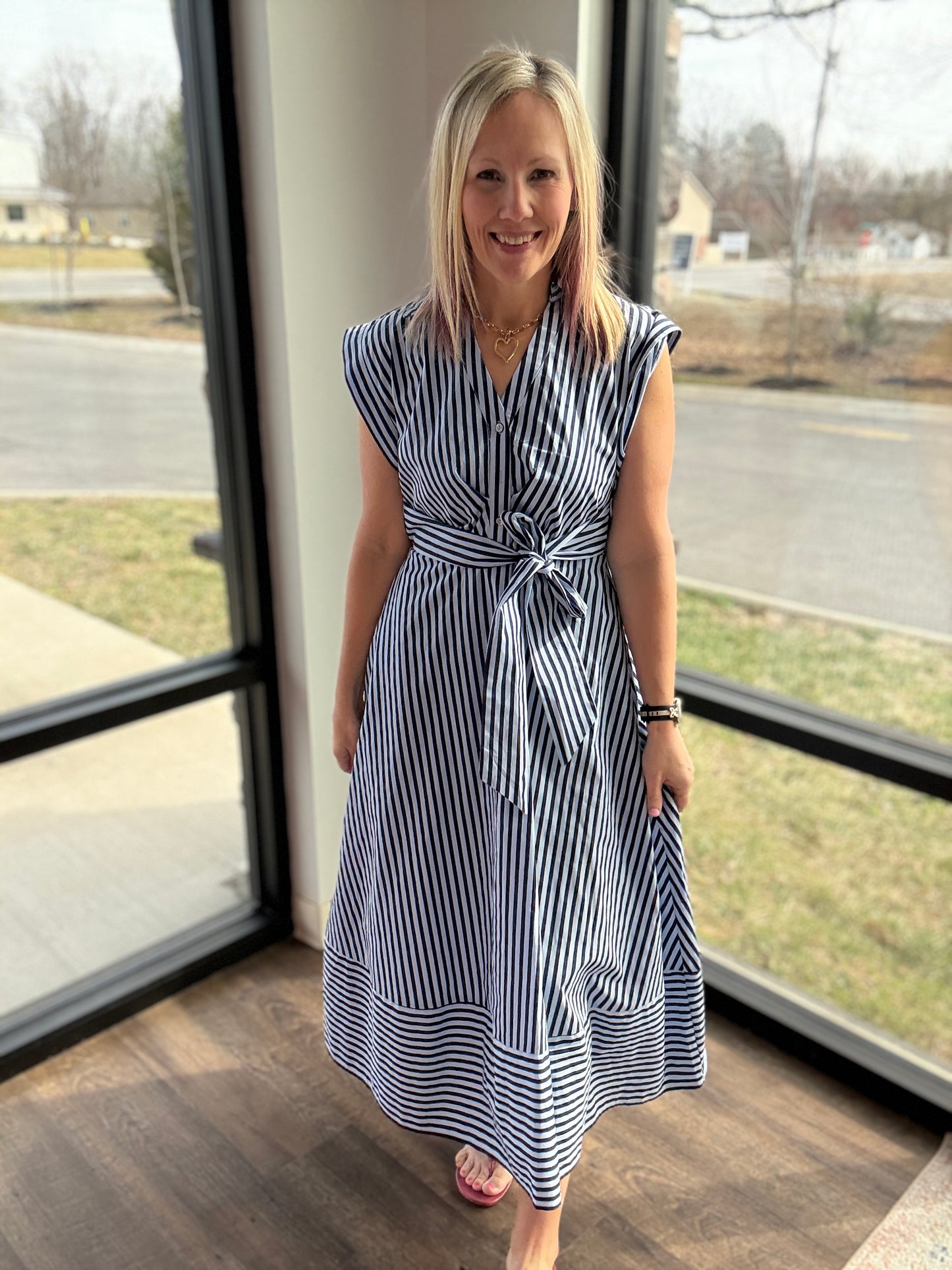 Fresh Lines Maxi Dress- Navy