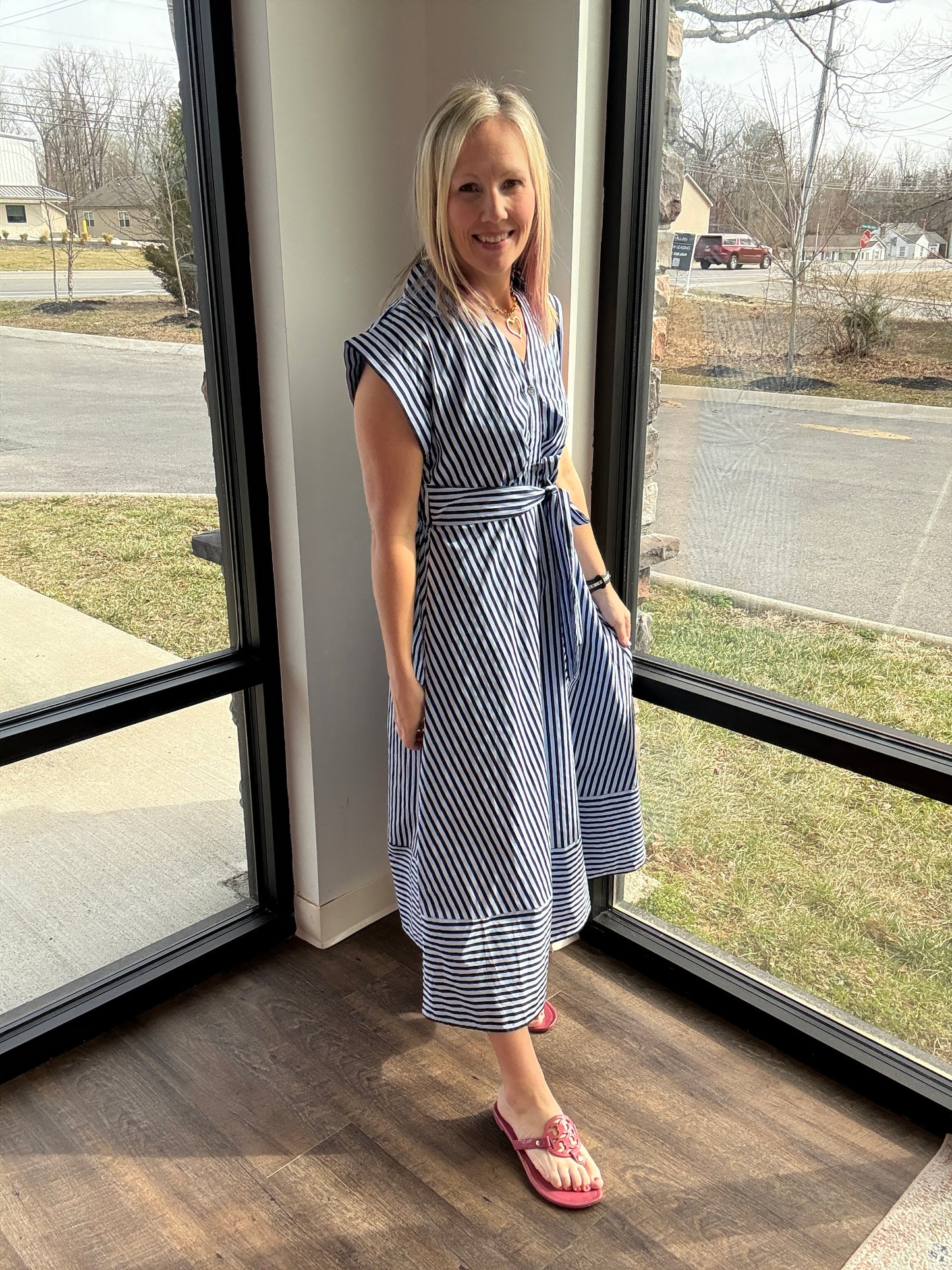 Fresh Lines Maxi Dress- Navy