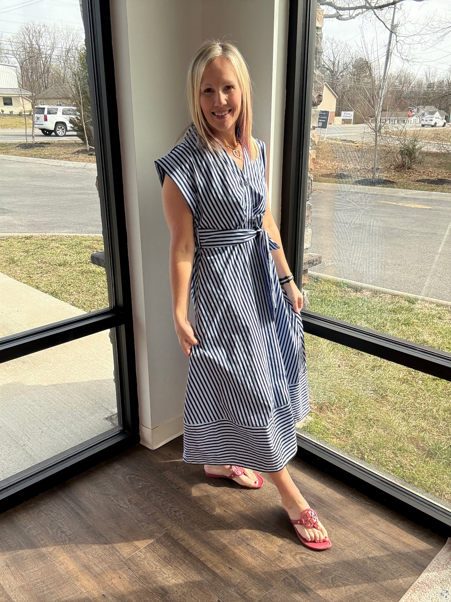 Fresh Lines Maxi Dress- Navy