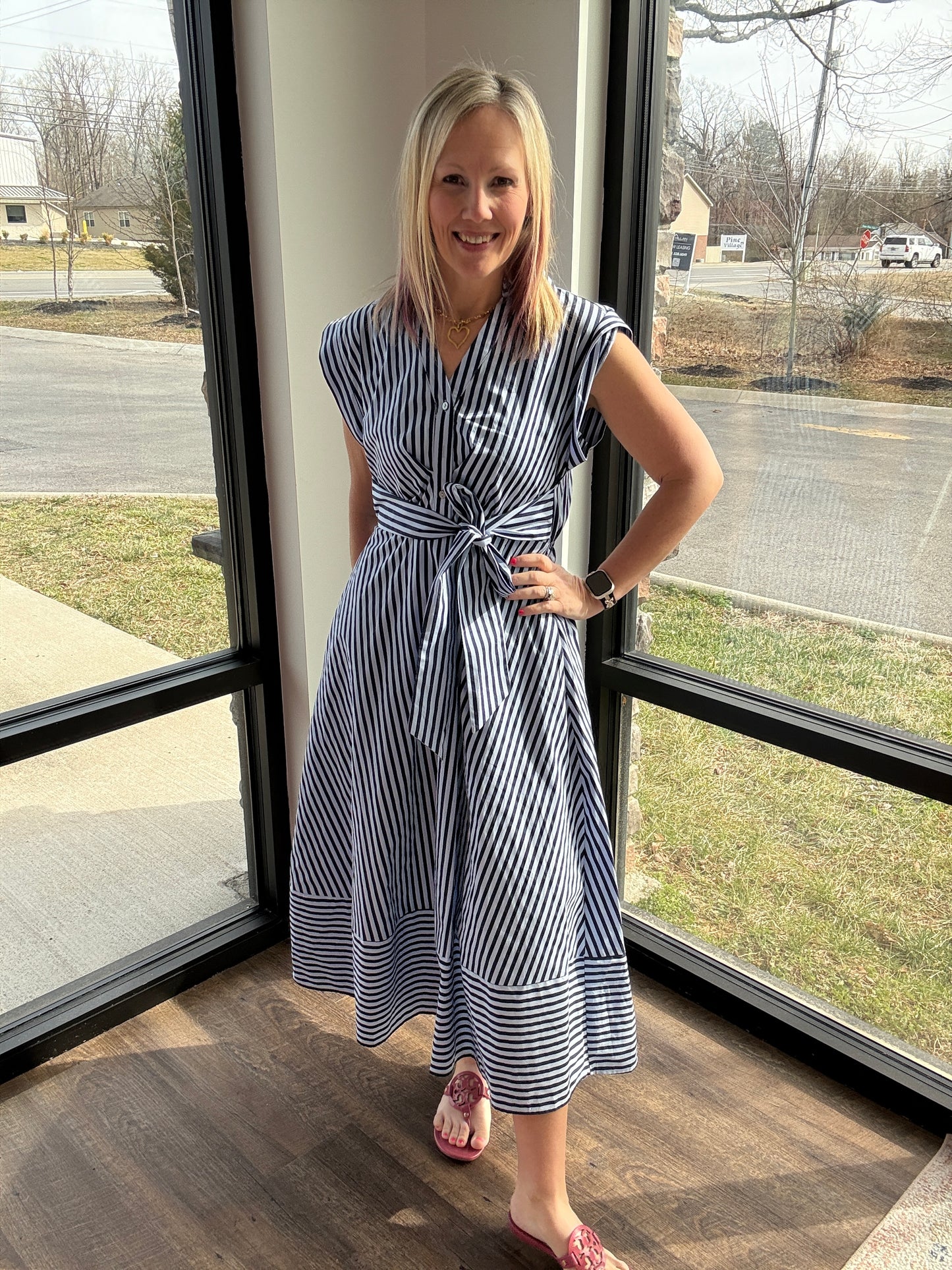 Fresh Lines Maxi Dress- Navy