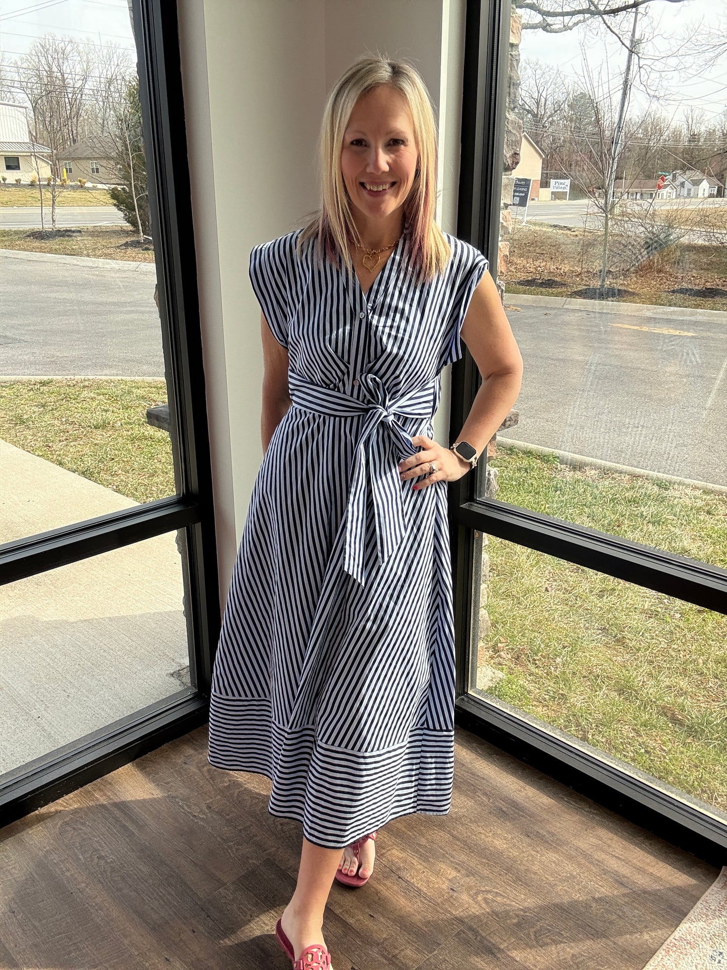 Fresh Lines Maxi Dress- Navy