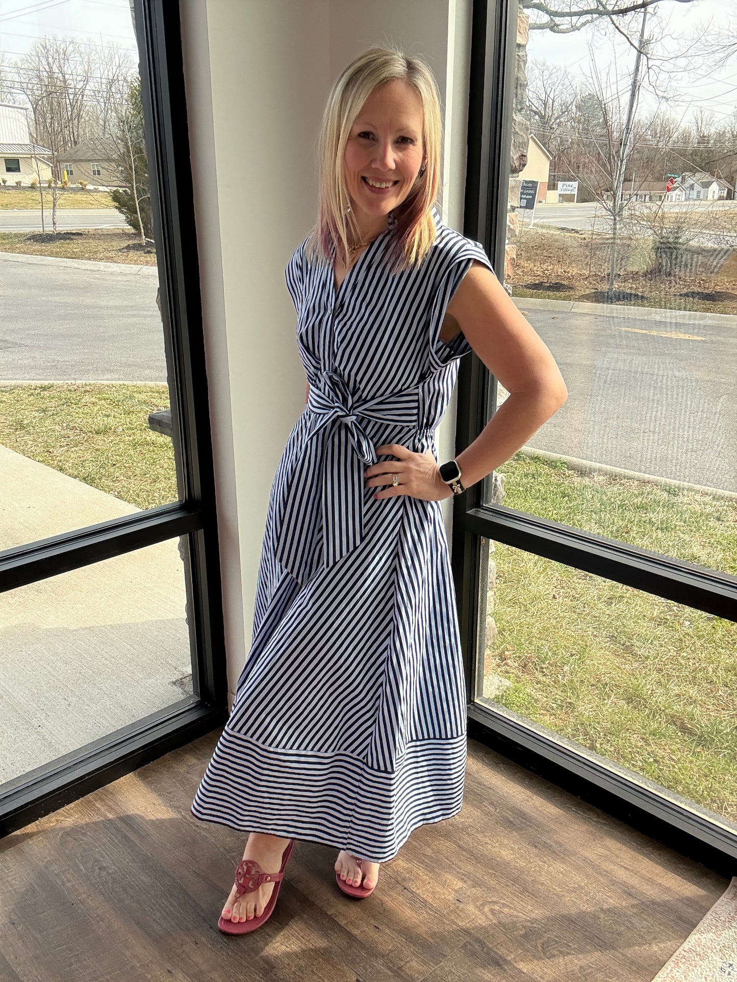 Fresh Lines Maxi Dress- Navy