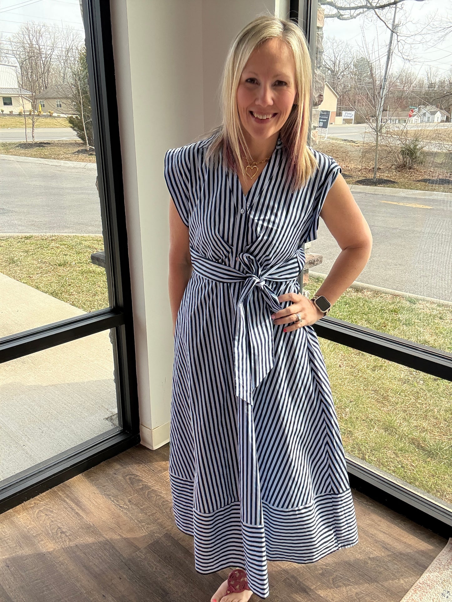 Fresh Lines Maxi Dress- Navy