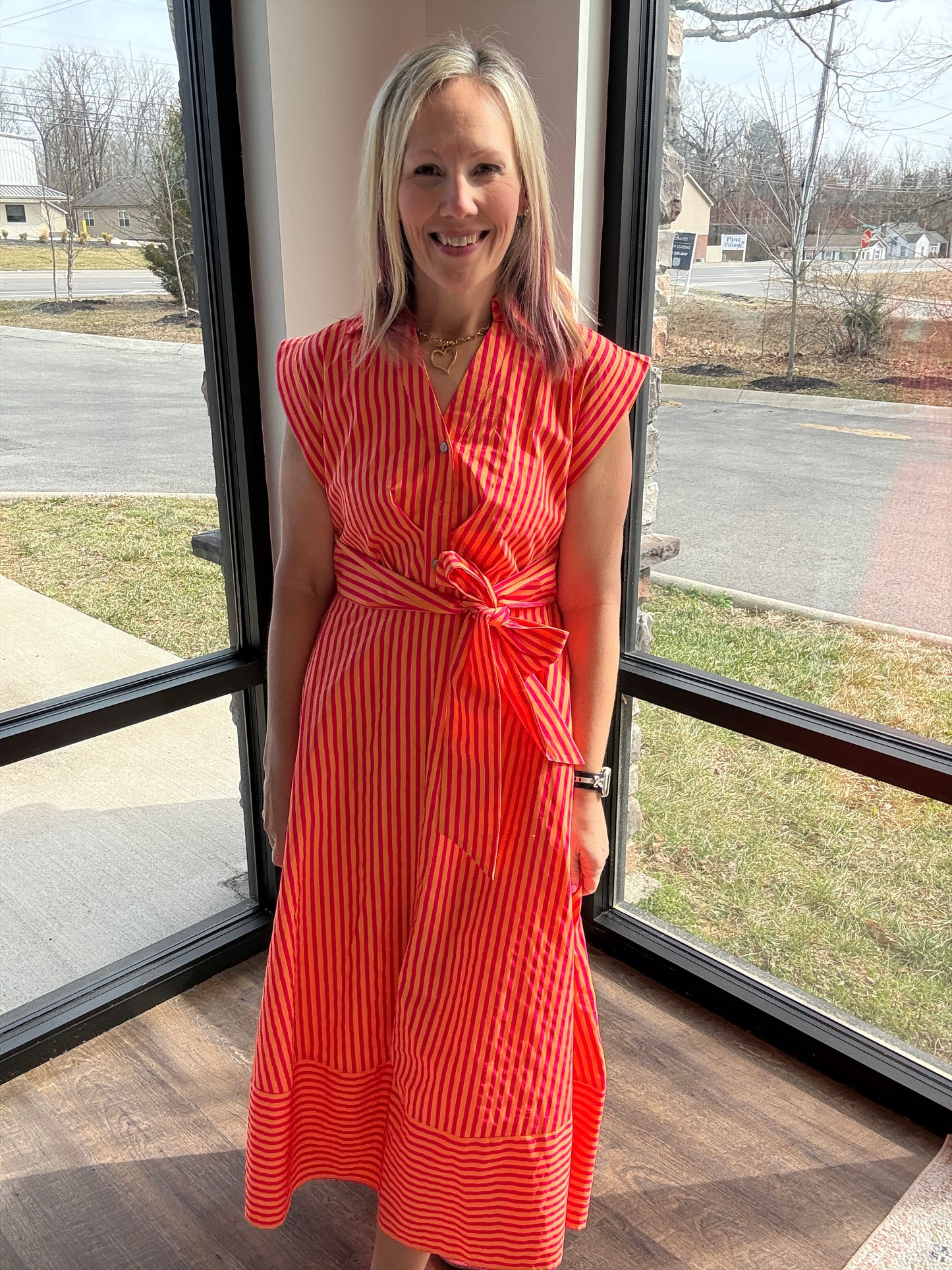 Fresh Lines Maxi Dress- Pink