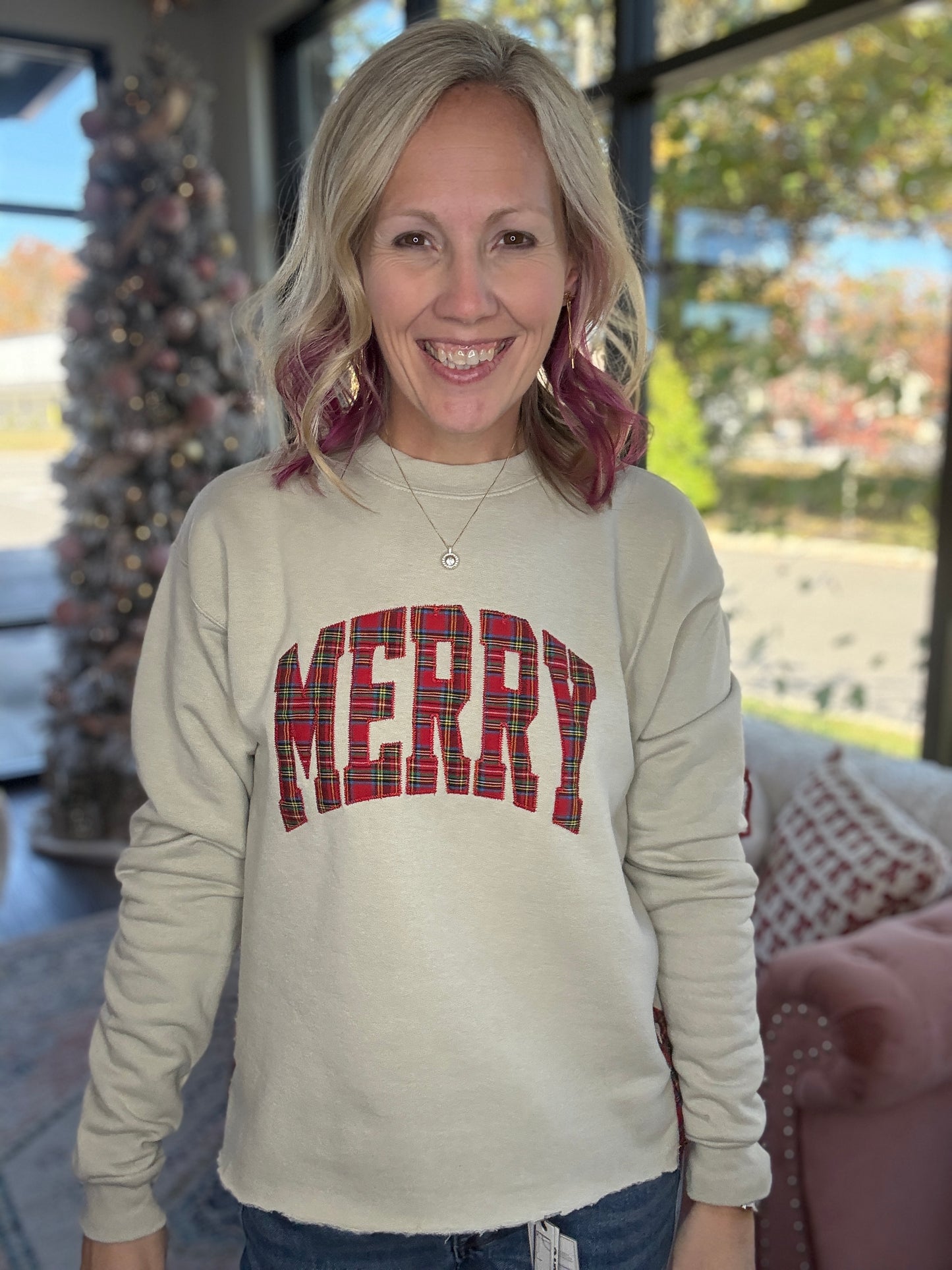 Plaid & Precious Merry Sweatshirt
