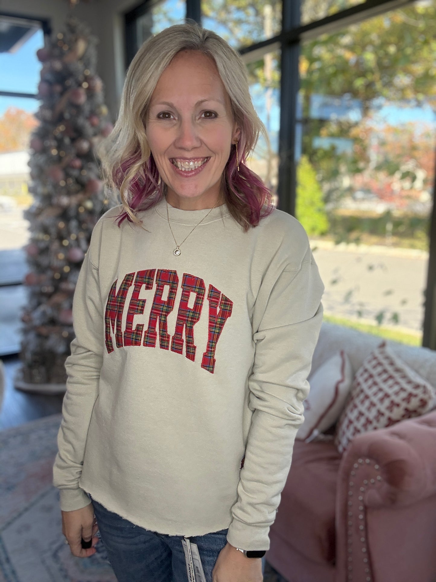 Plaid & Precious Merry Sweatshirt