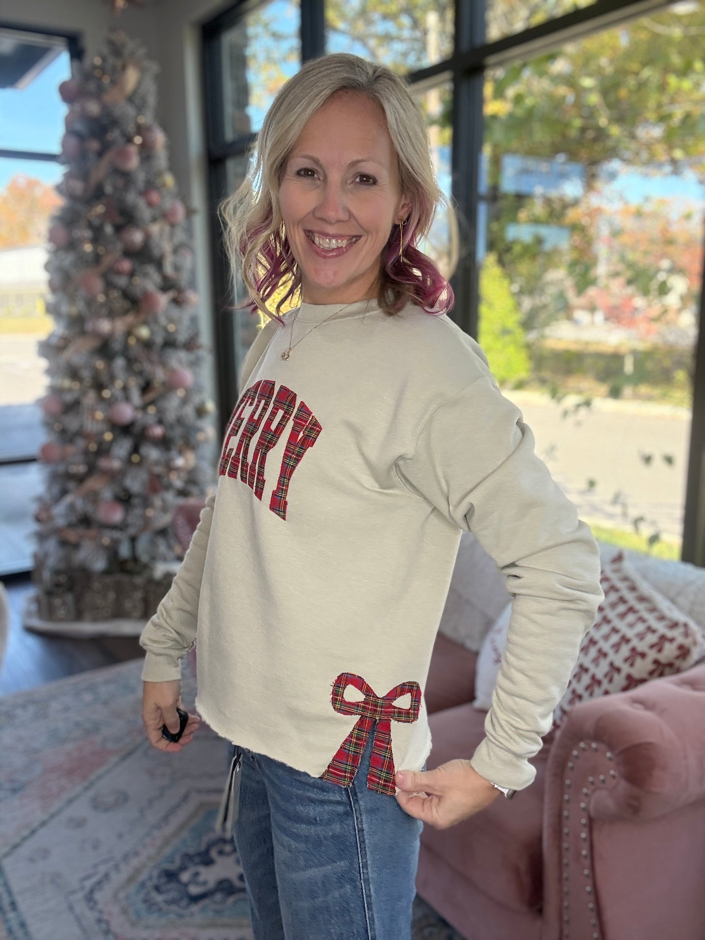 Plaid & Precious Merry Sweatshirt