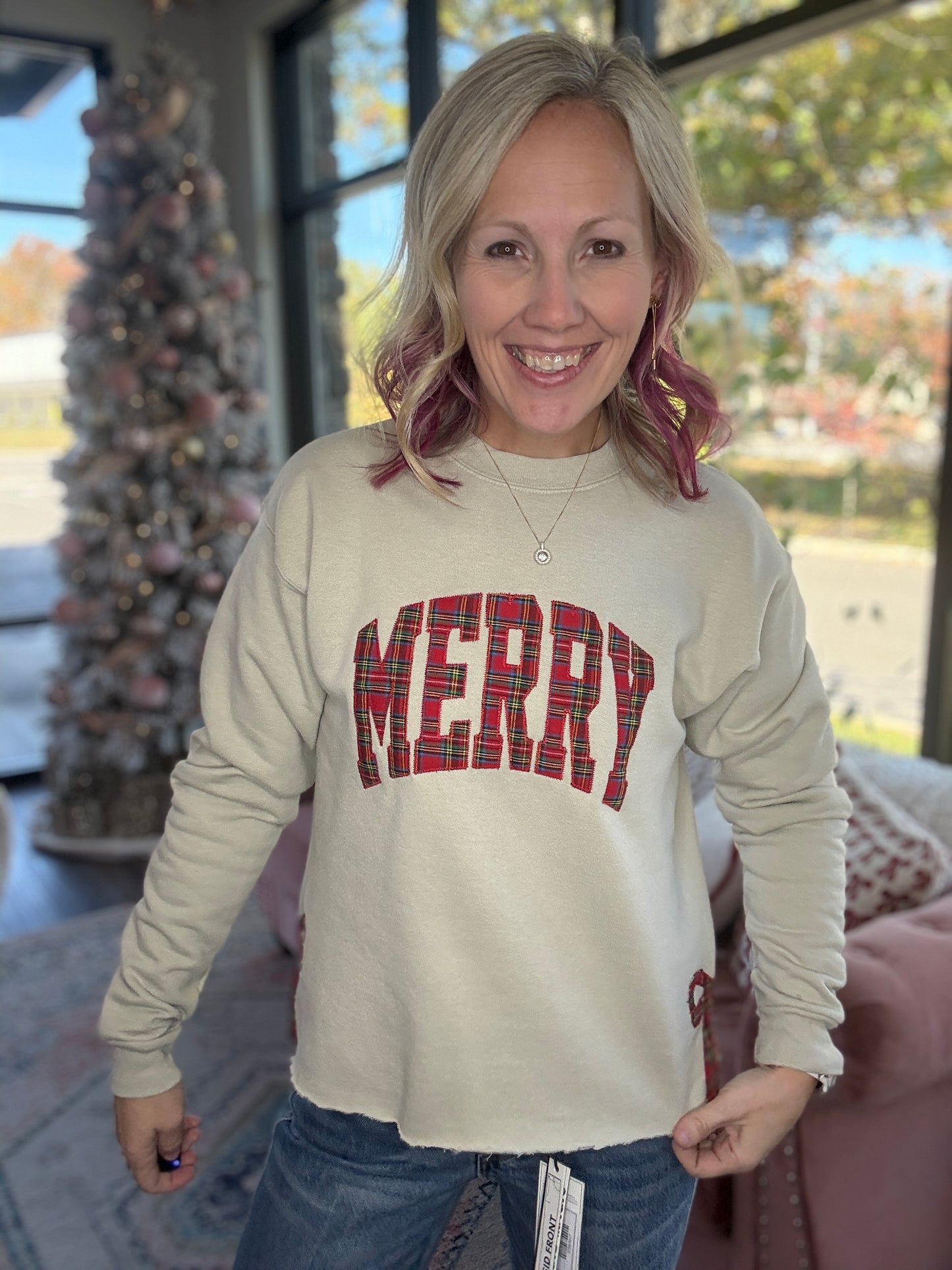 Plaid & Precious Merry Sweatshirt