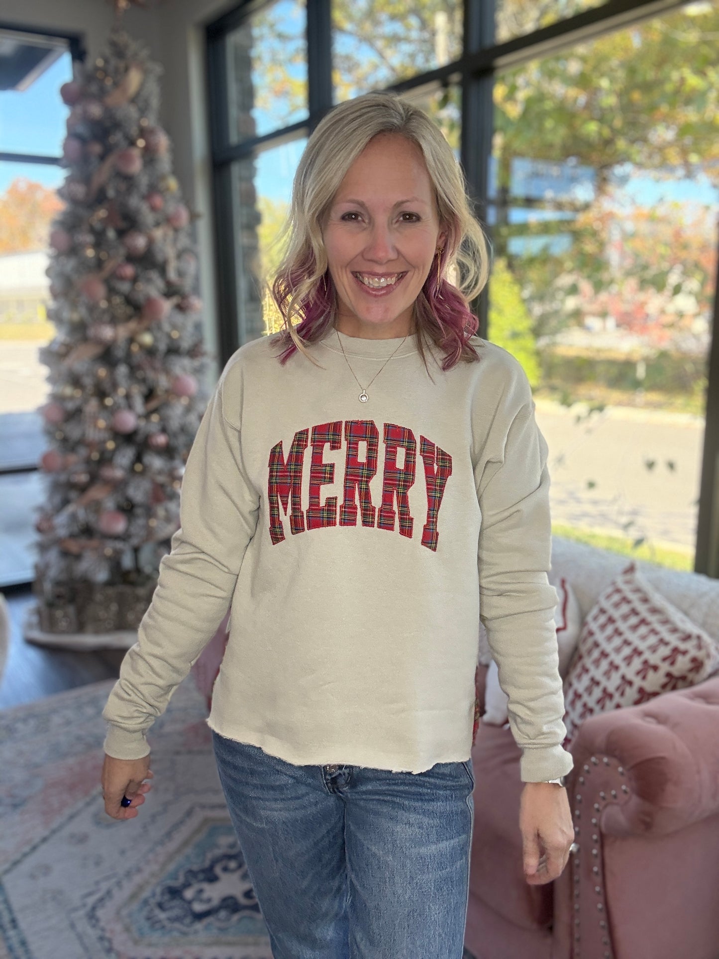 Plaid & Precious Merry Sweatshirt