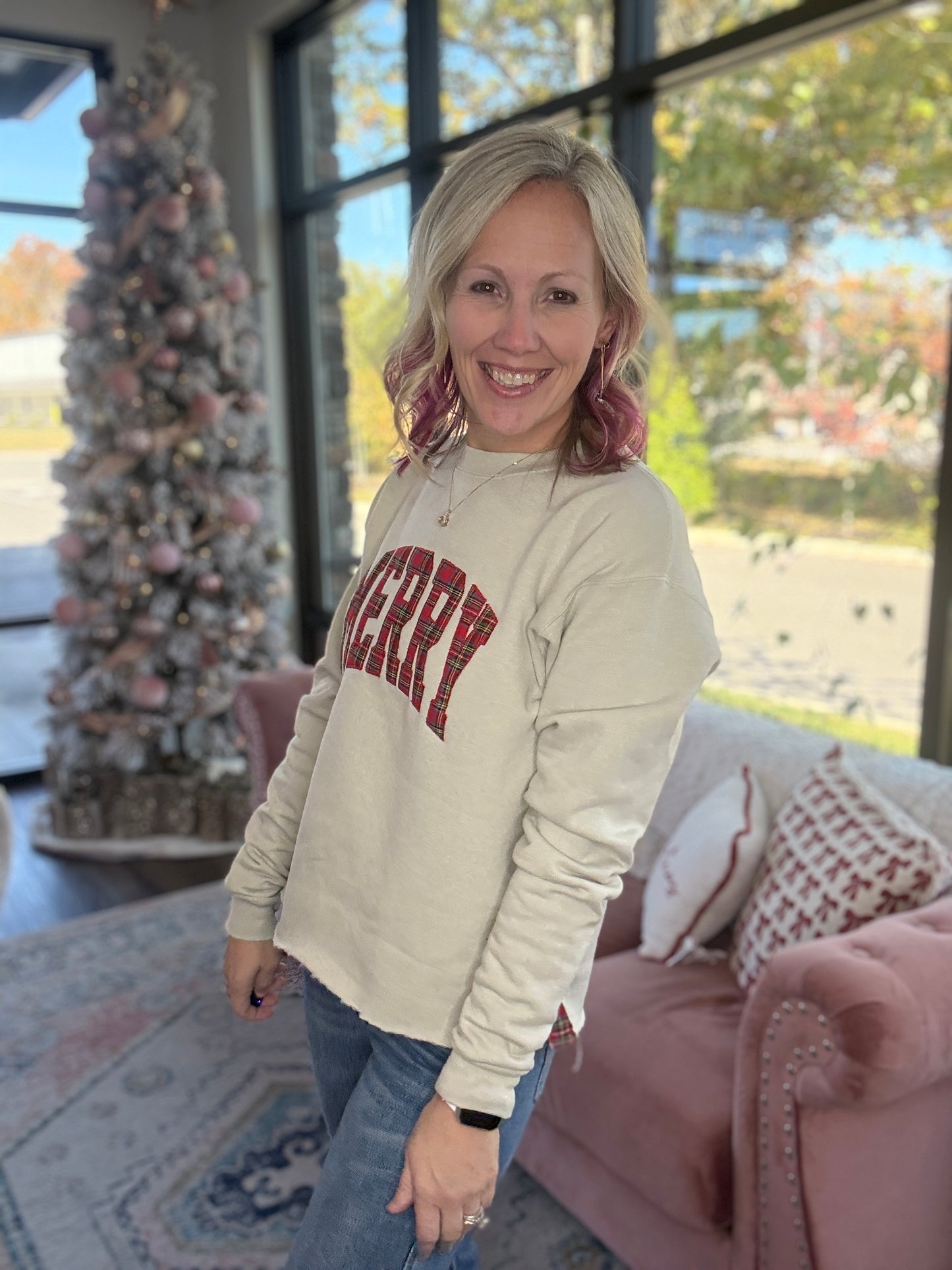 Plaid & Precious Merry Sweatshirt