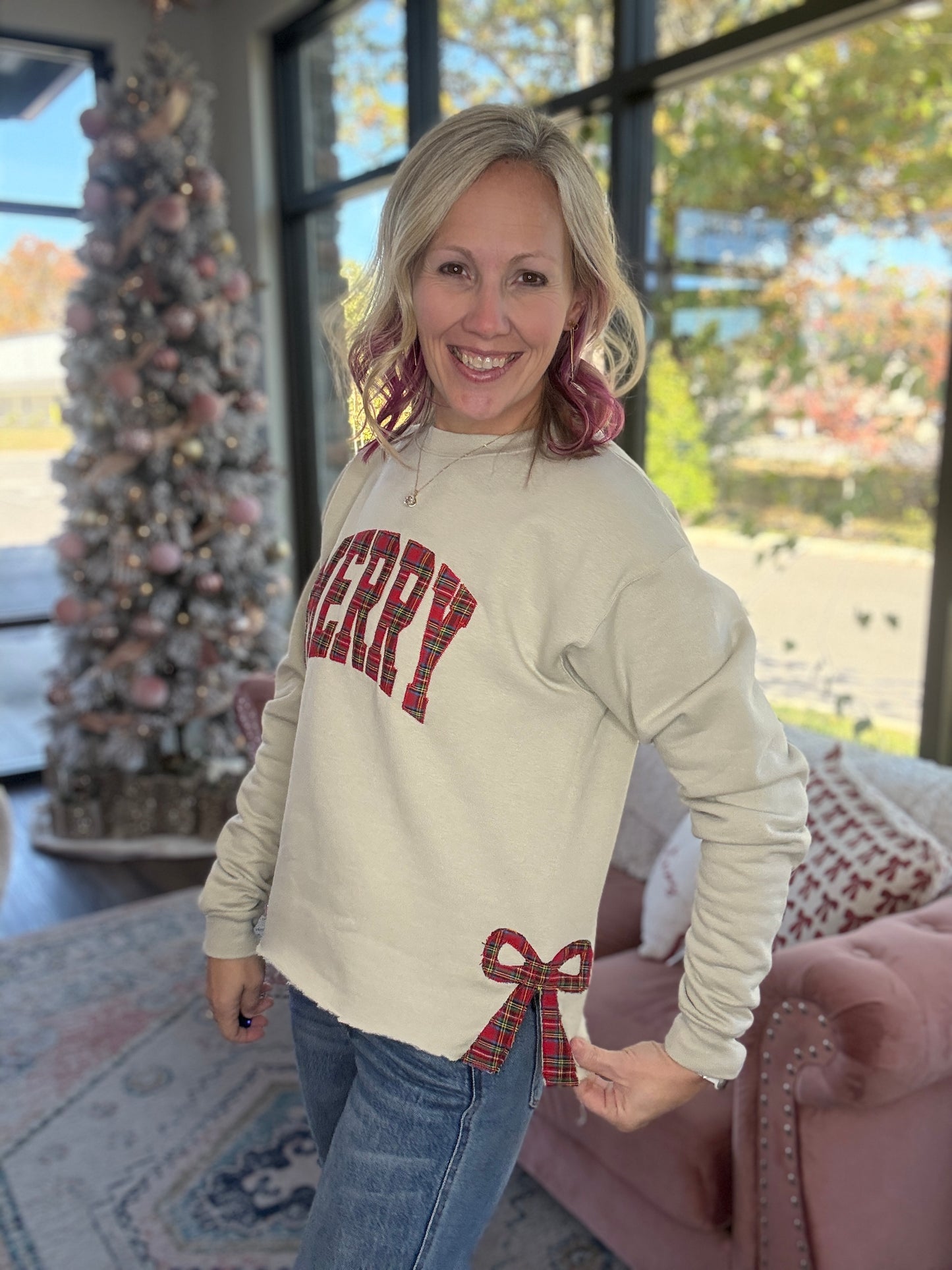 Plaid & Precious Merry Sweatshirt