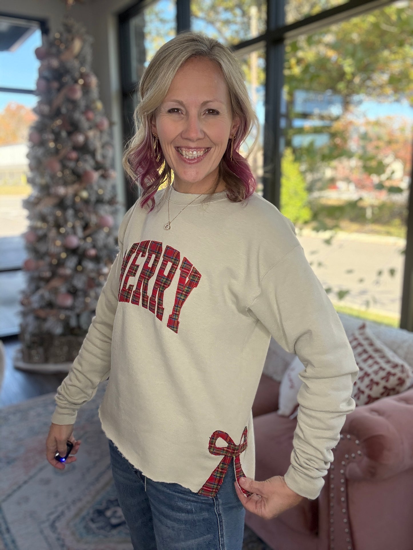 Plaid & Precious Merry Sweatshirt