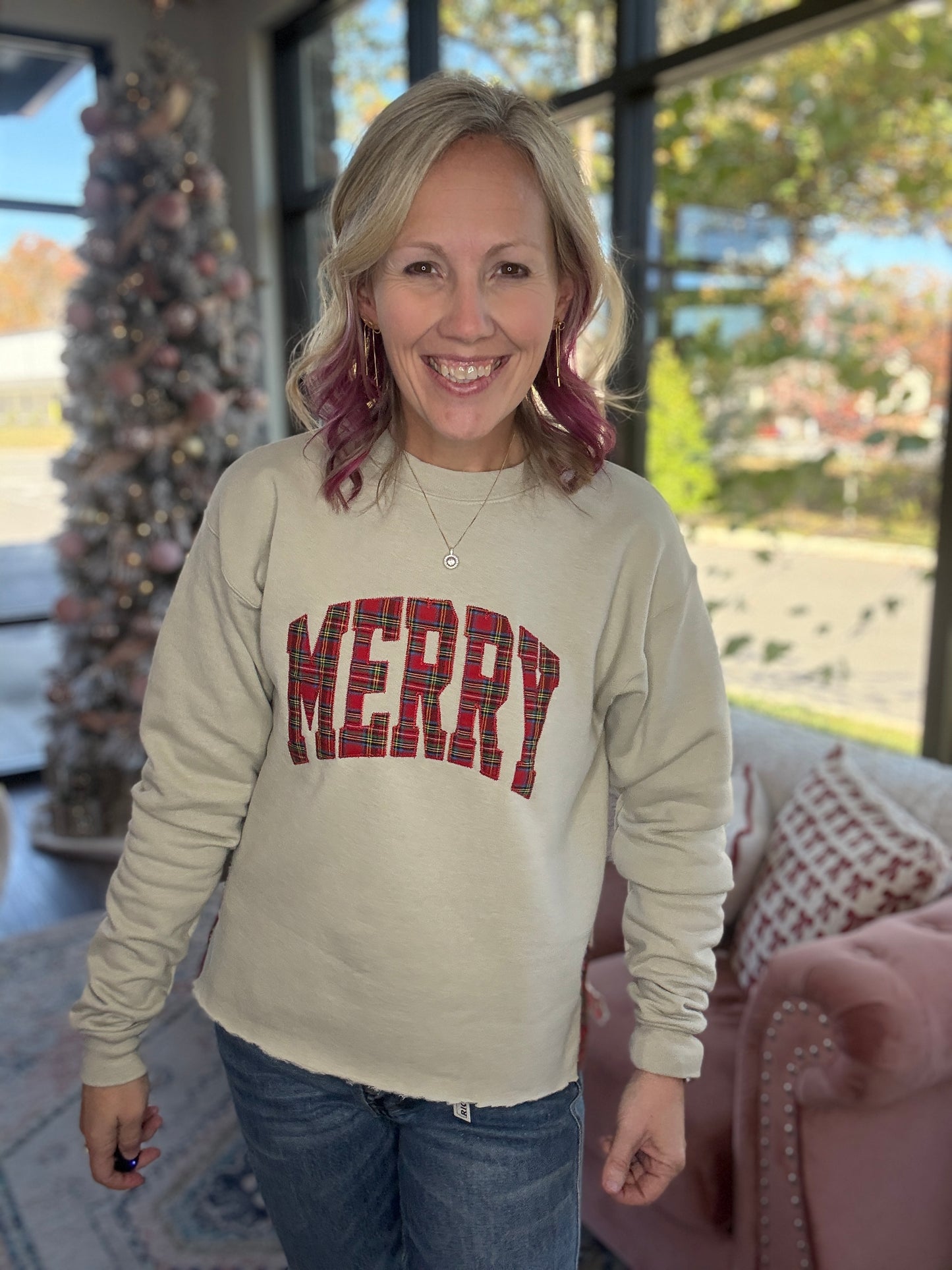 Plaid & Precious Merry Sweatshirt