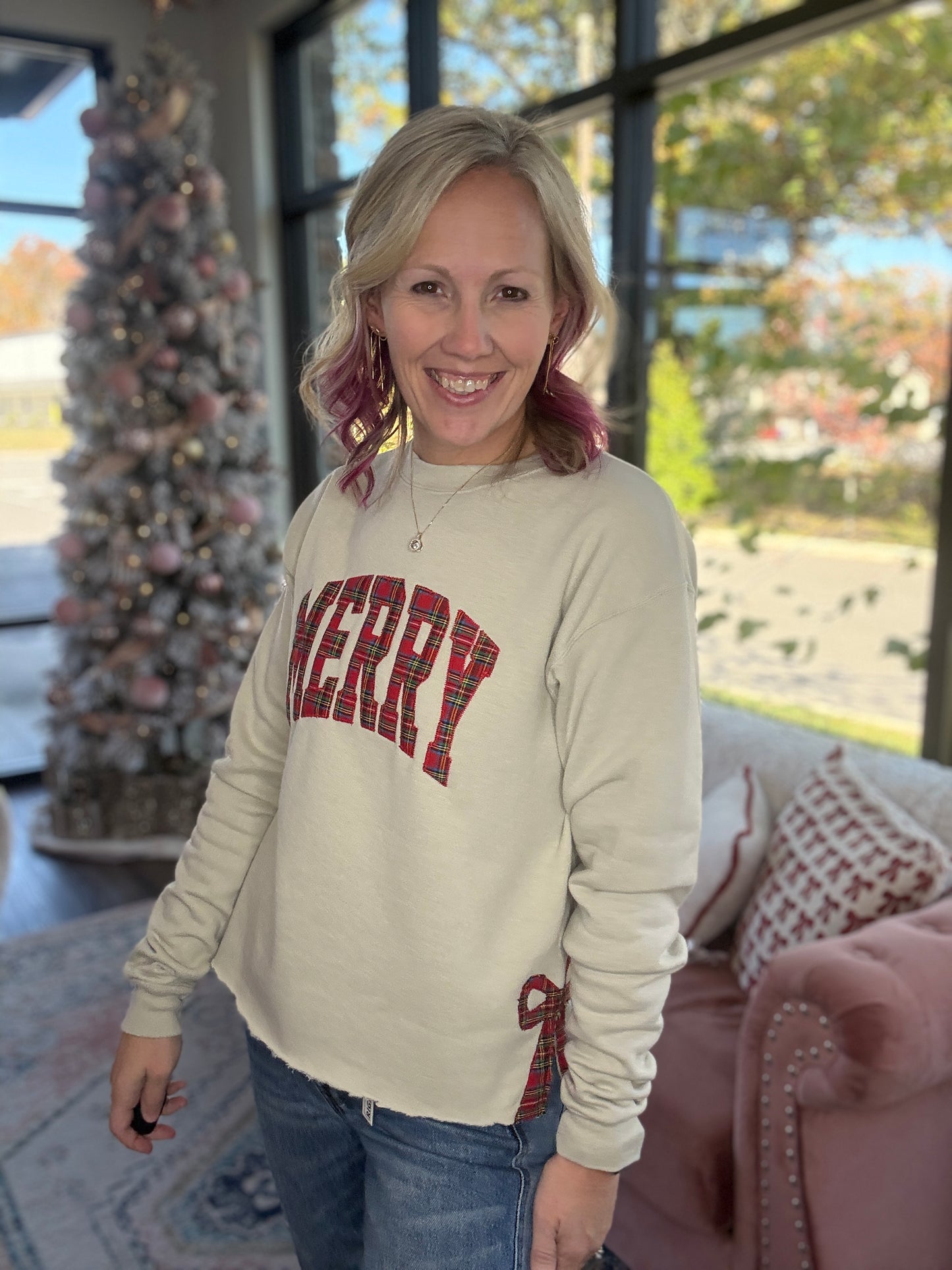 Plaid & Precious Merry Sweatshirt