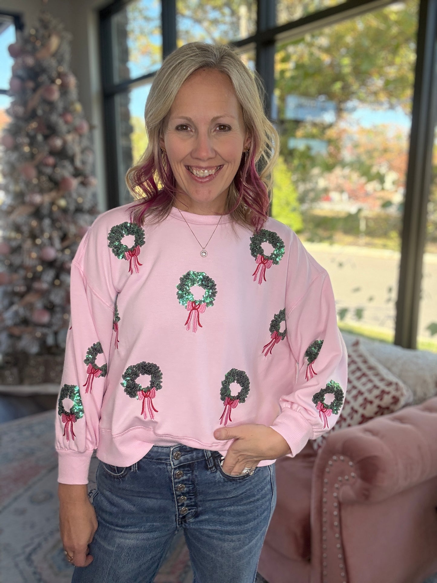 Merry in Pink Sweatshirt