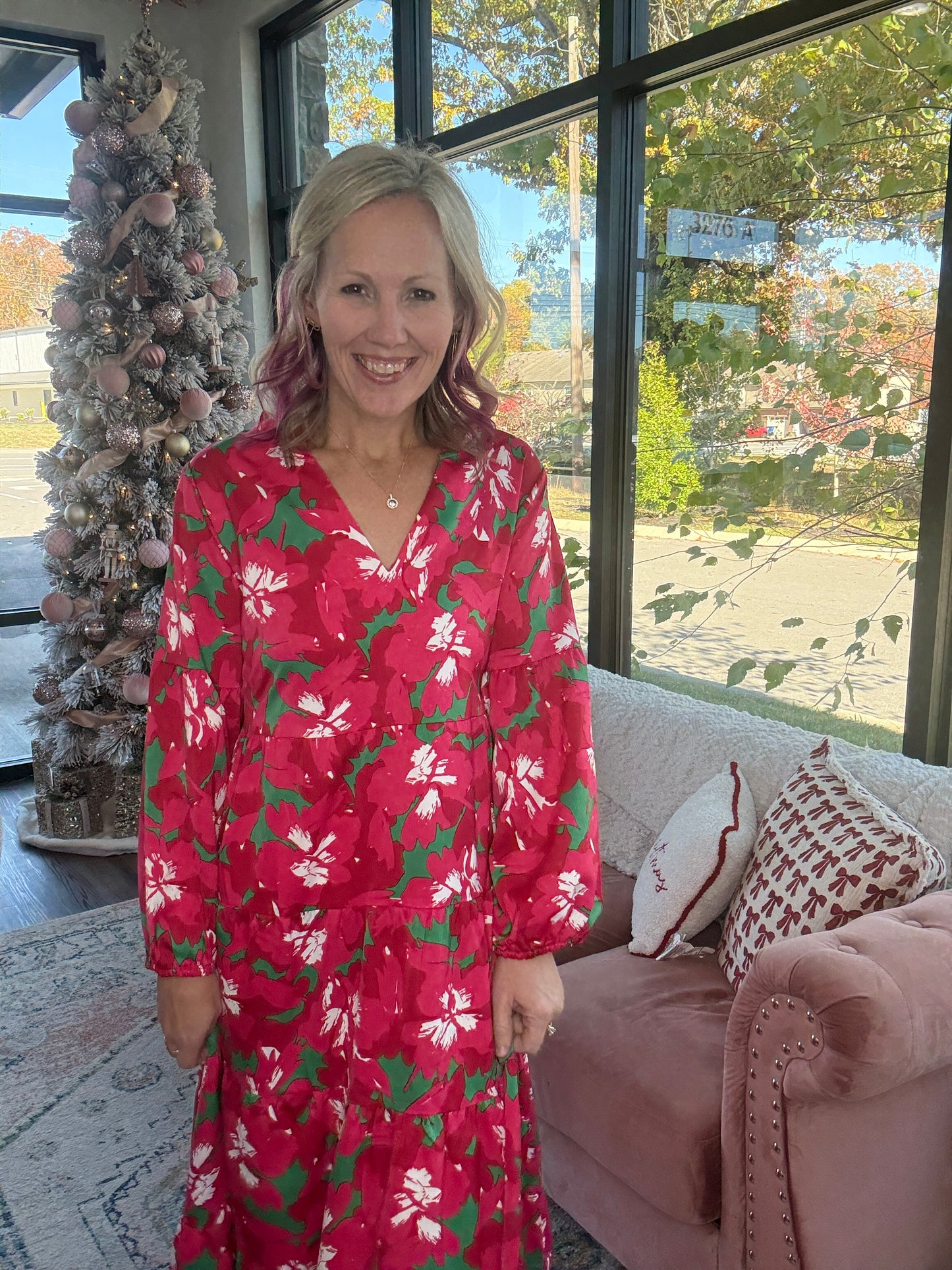 Pretty Poinsettias Dress