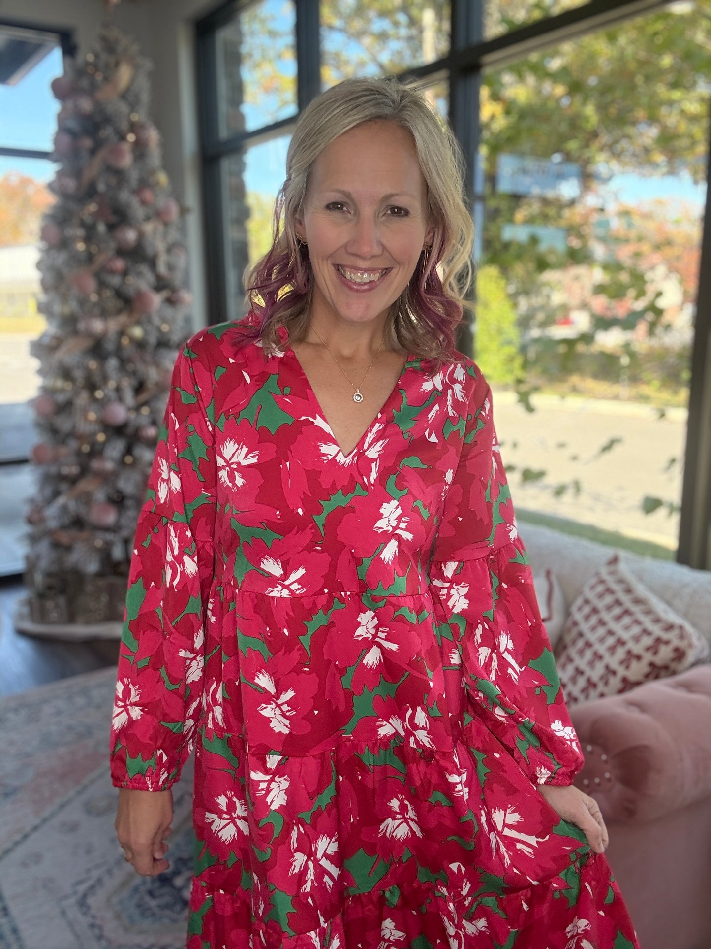 Pretty Poinsettias Dress