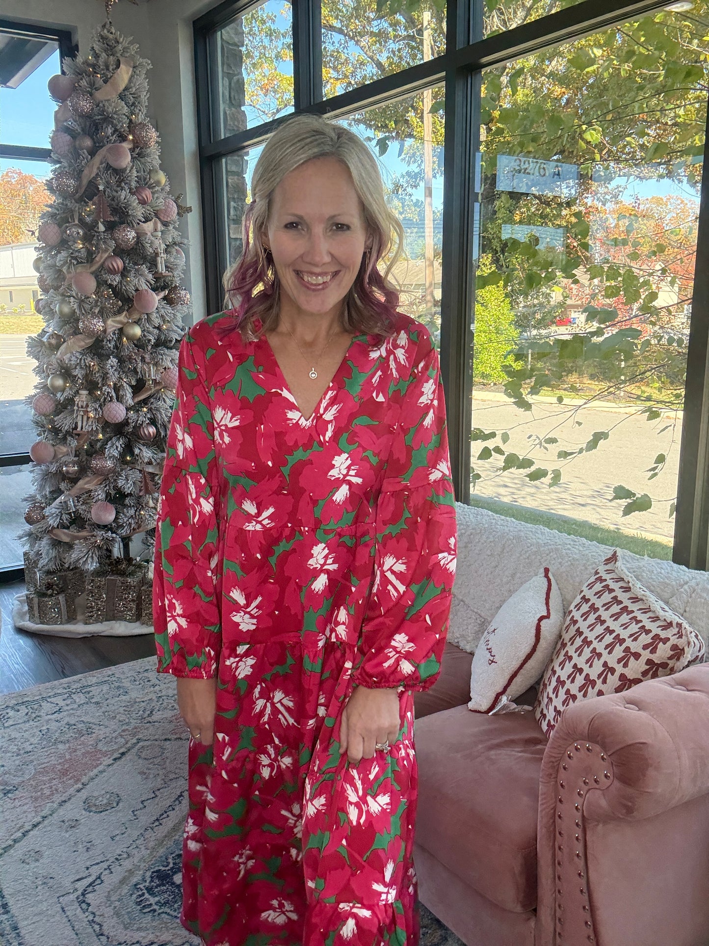 Pretty Poinsettias Dress