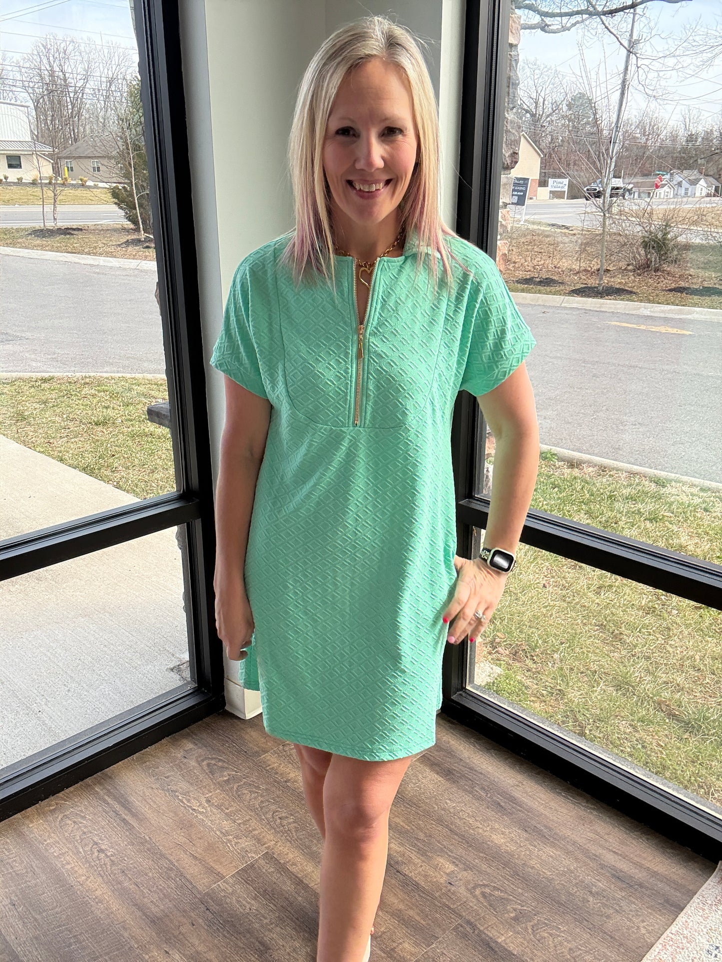 Spearmint Zip Dress
