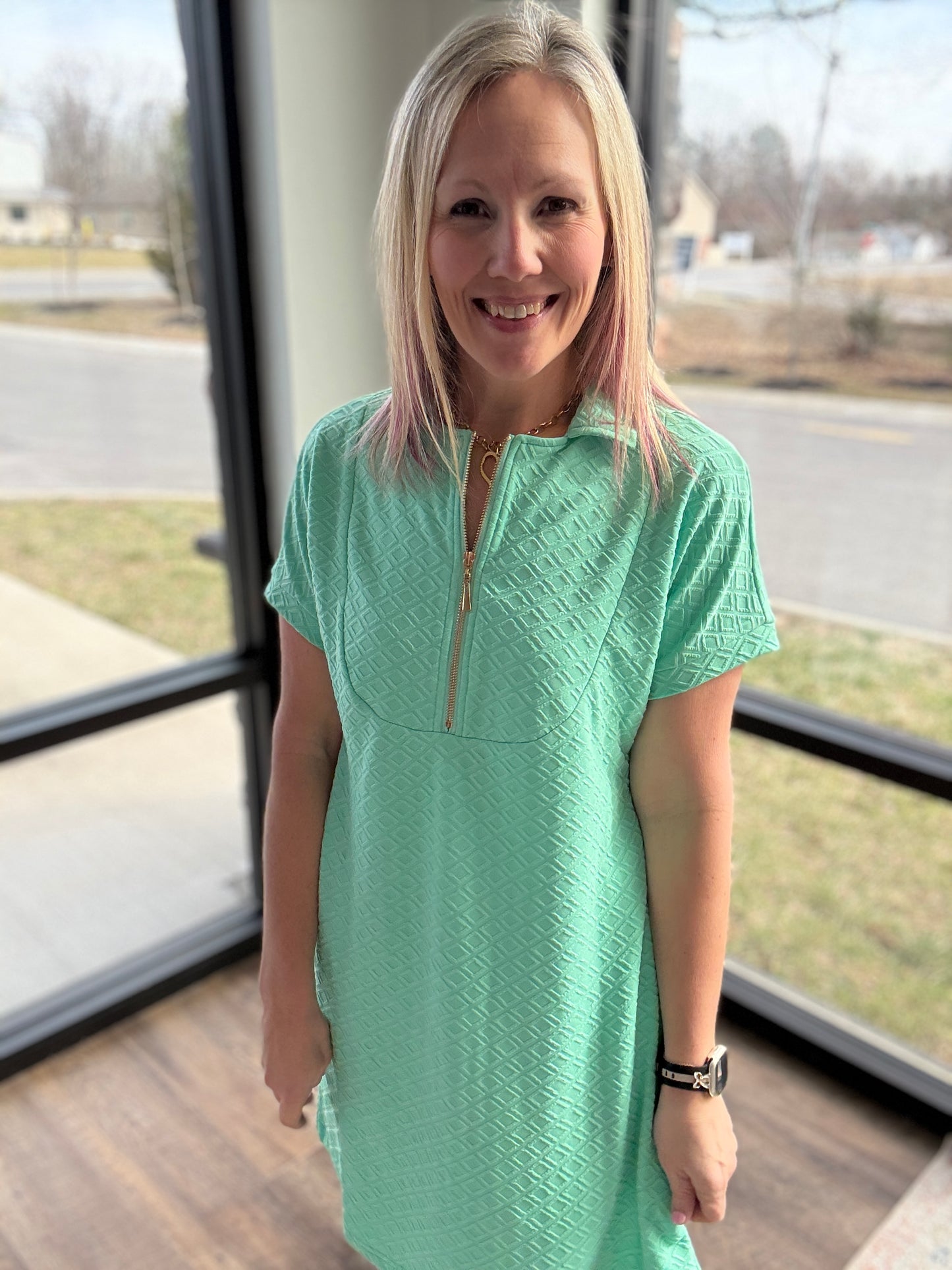 Spearmint Zip Dress