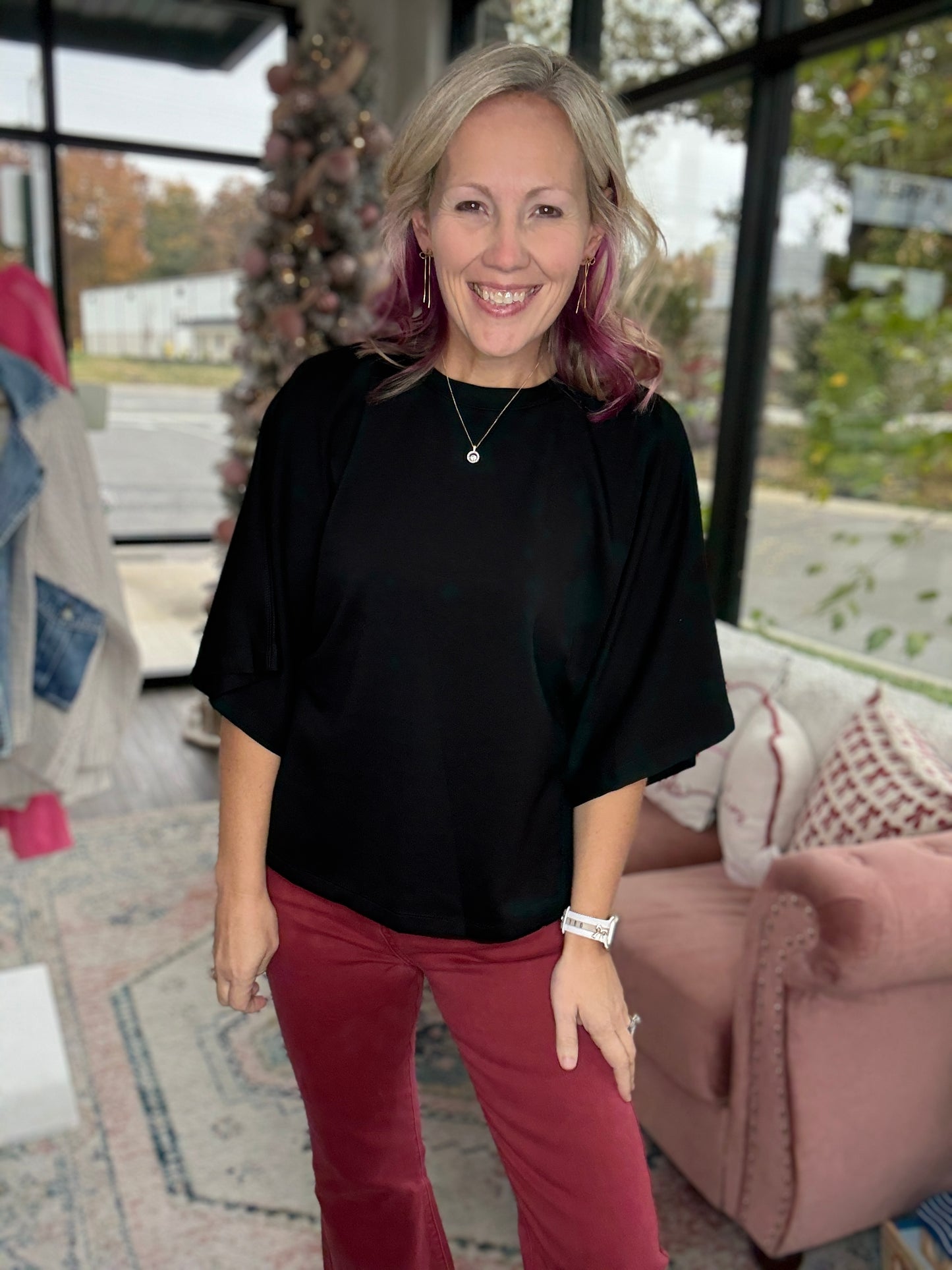 Saturday Stroll Top- Black