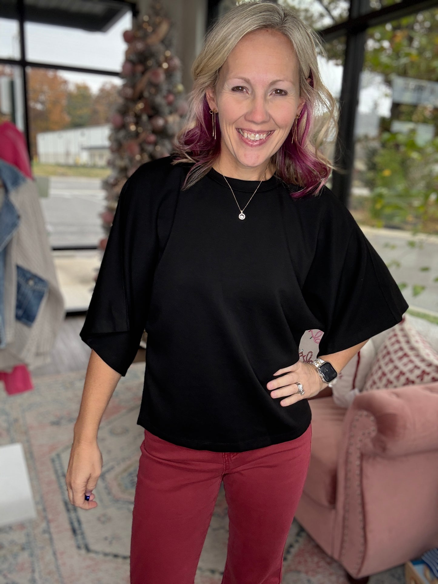 Saturday Stroll Top- Black