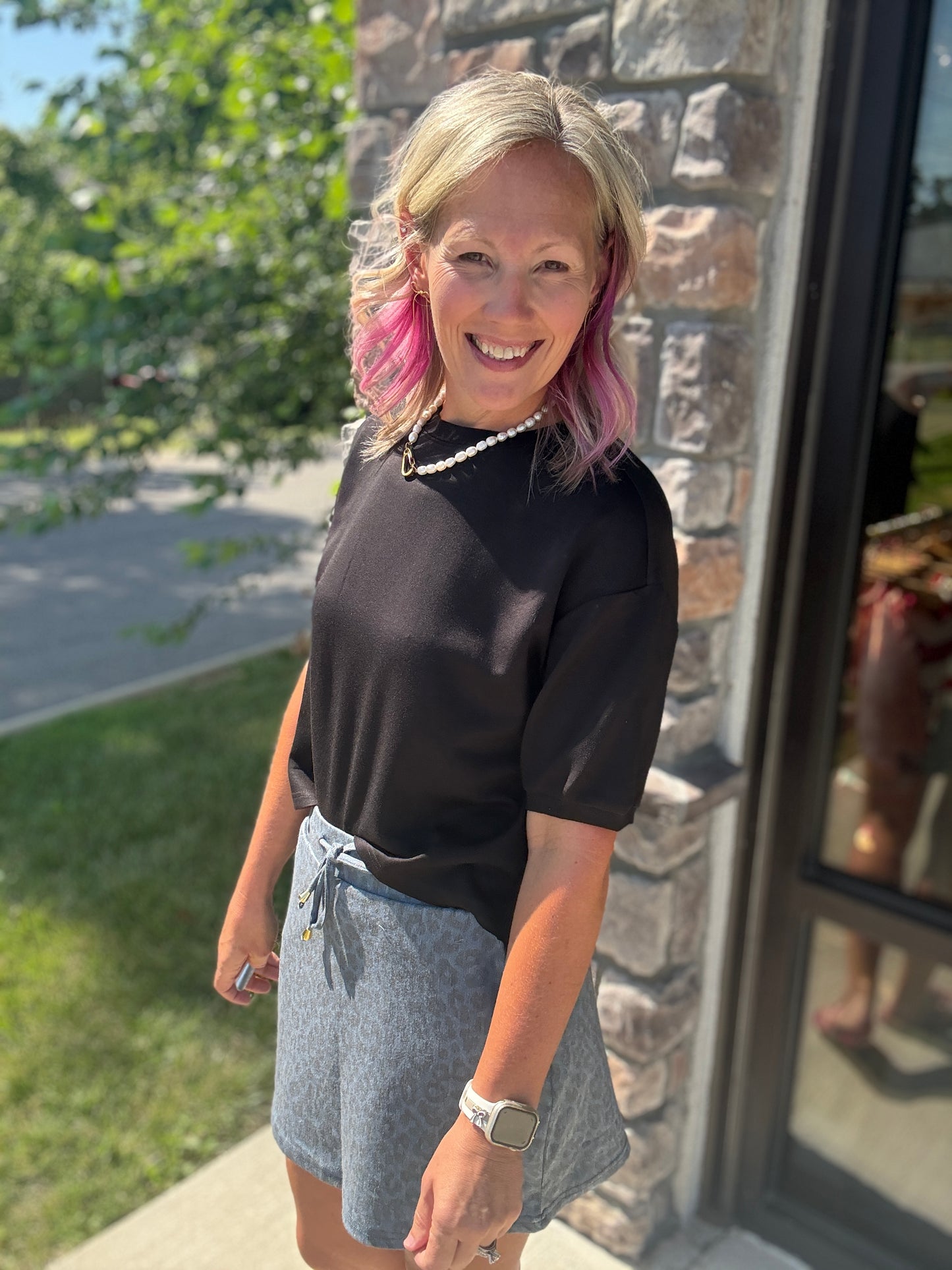 Refined Leopard Denim Skort