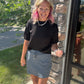 Refined Leopard Denim Skort