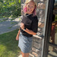 Refined Leopard Denim Skort